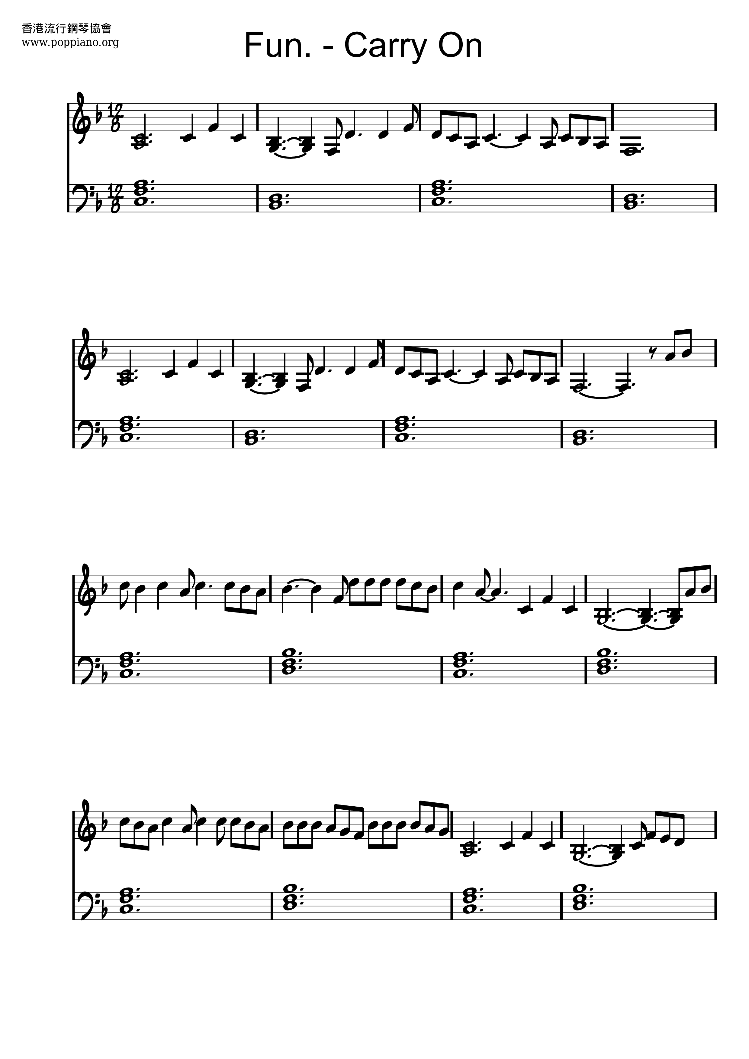 FunCarry On Sheet Music pdf, Free Score Download ★