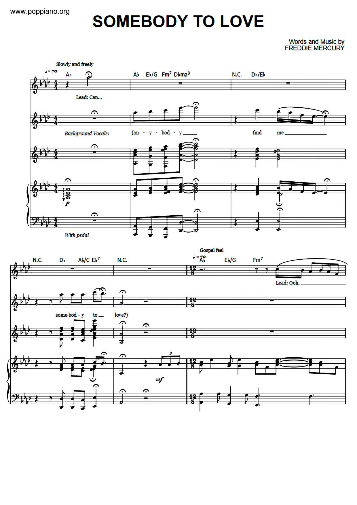 クイーン Somebody To Love ピアノ譜pdf 香港ポップピアノ協会 無料pdf楽譜ダウンロード Gakufu