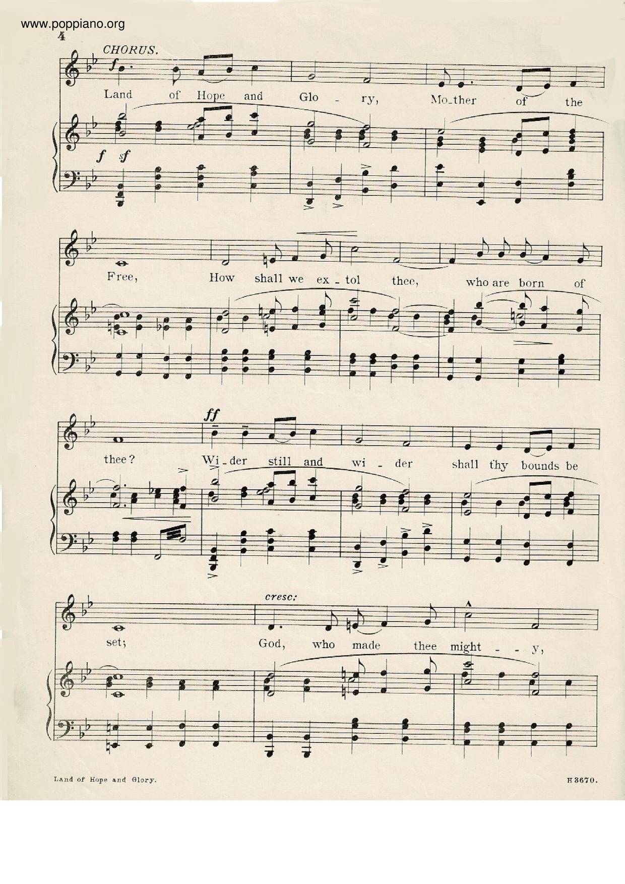HymnLand Of Hope And Glory Sheet Music pdf, Free Score Download ★