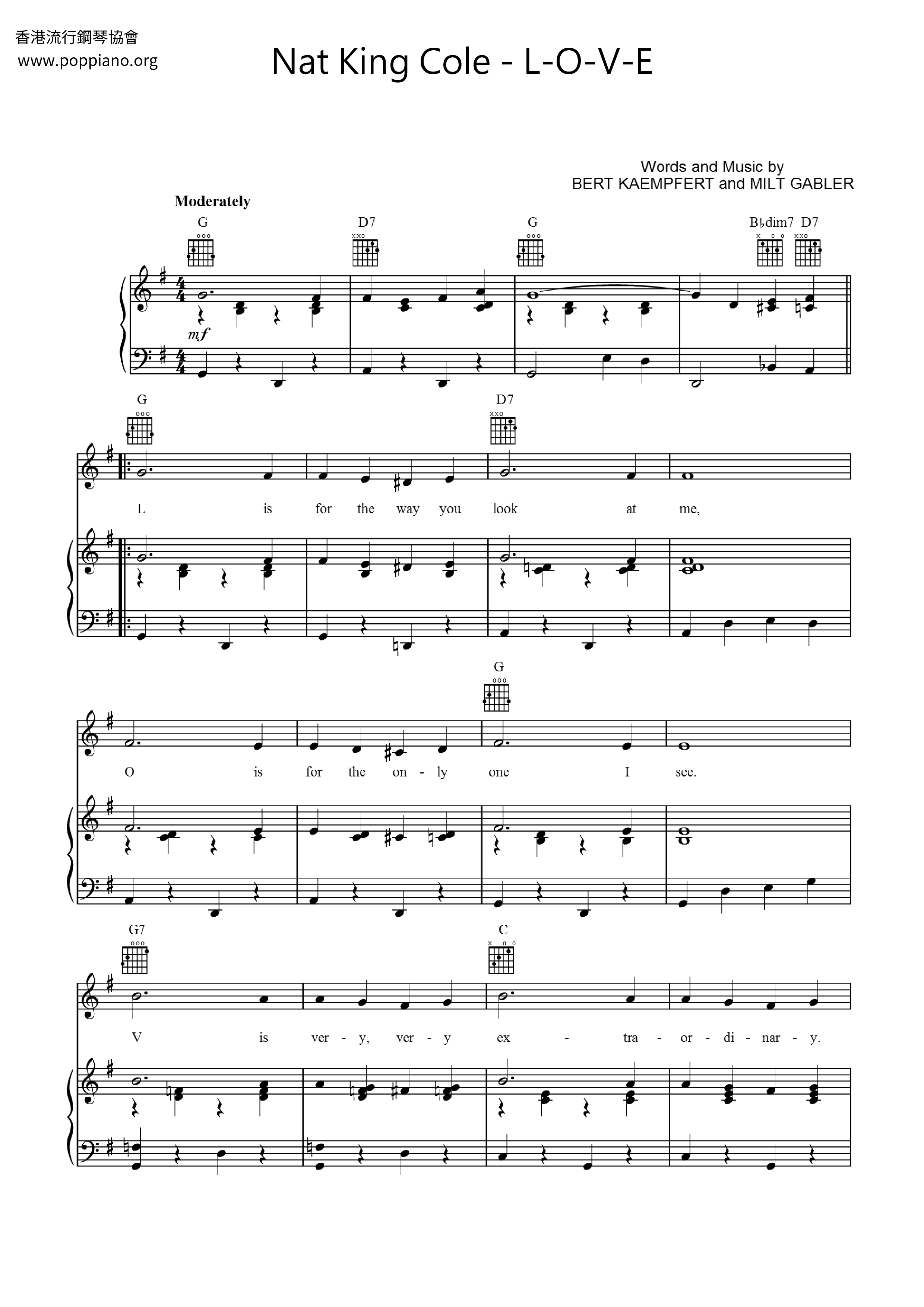 Nat King Cole-L-O-V-E Sheet Music pdf, - Free Score Download ★