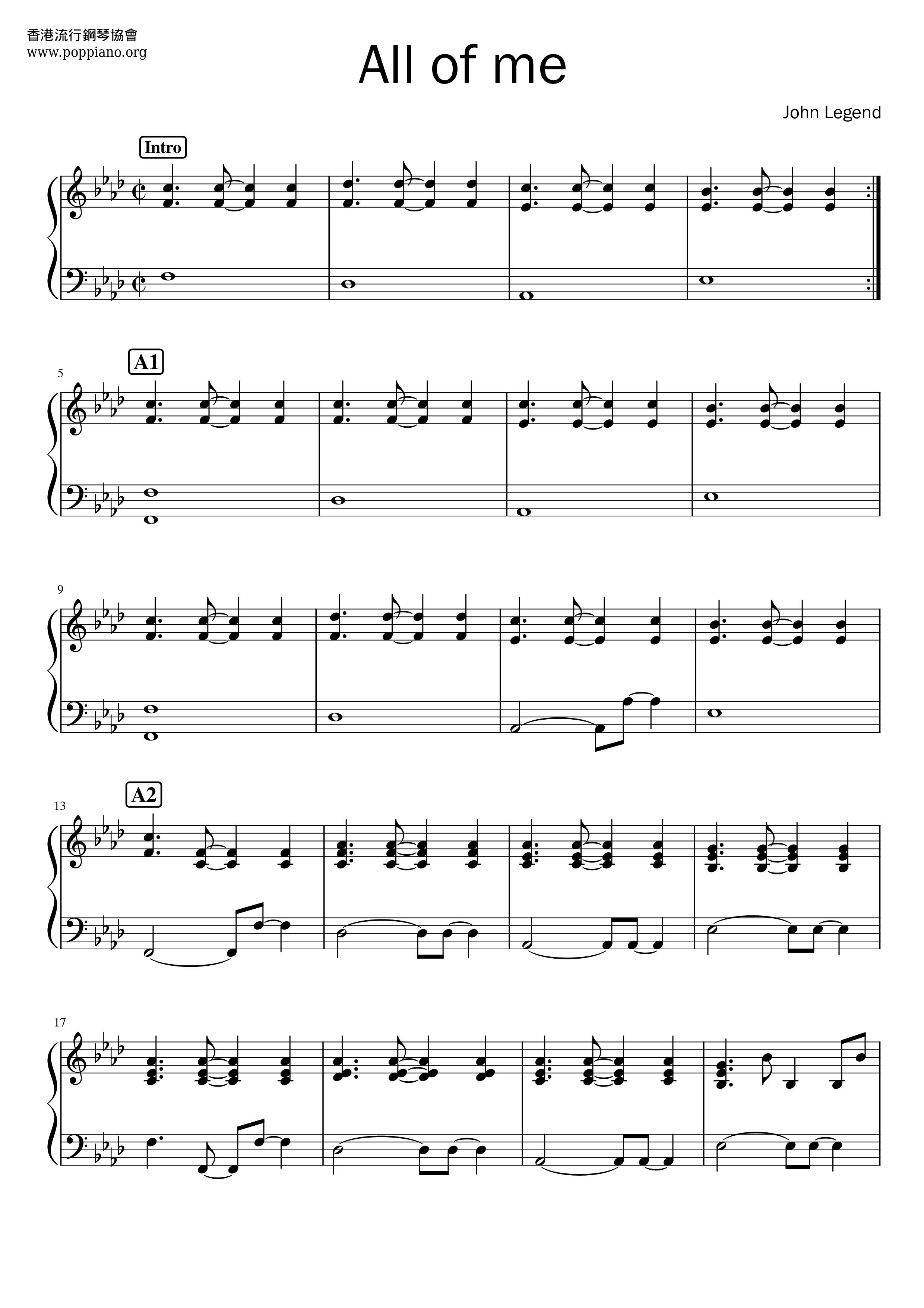All Of Me Sheet Music | John Legend | Piano, Vocal & Guitar Chords ...