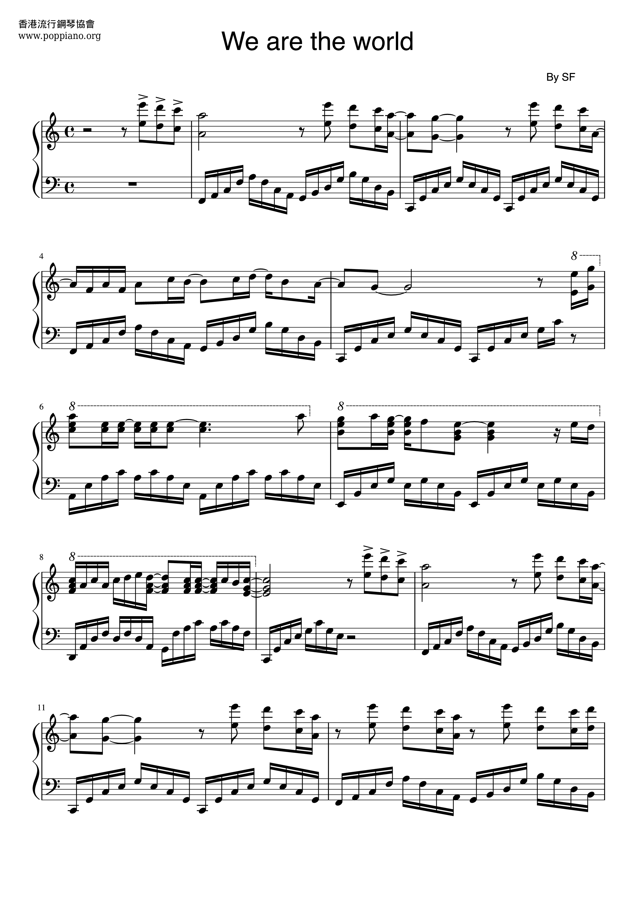 Lionel Richie Michael Jackson We Are The World Sheet Music Pdf Free Score Download
