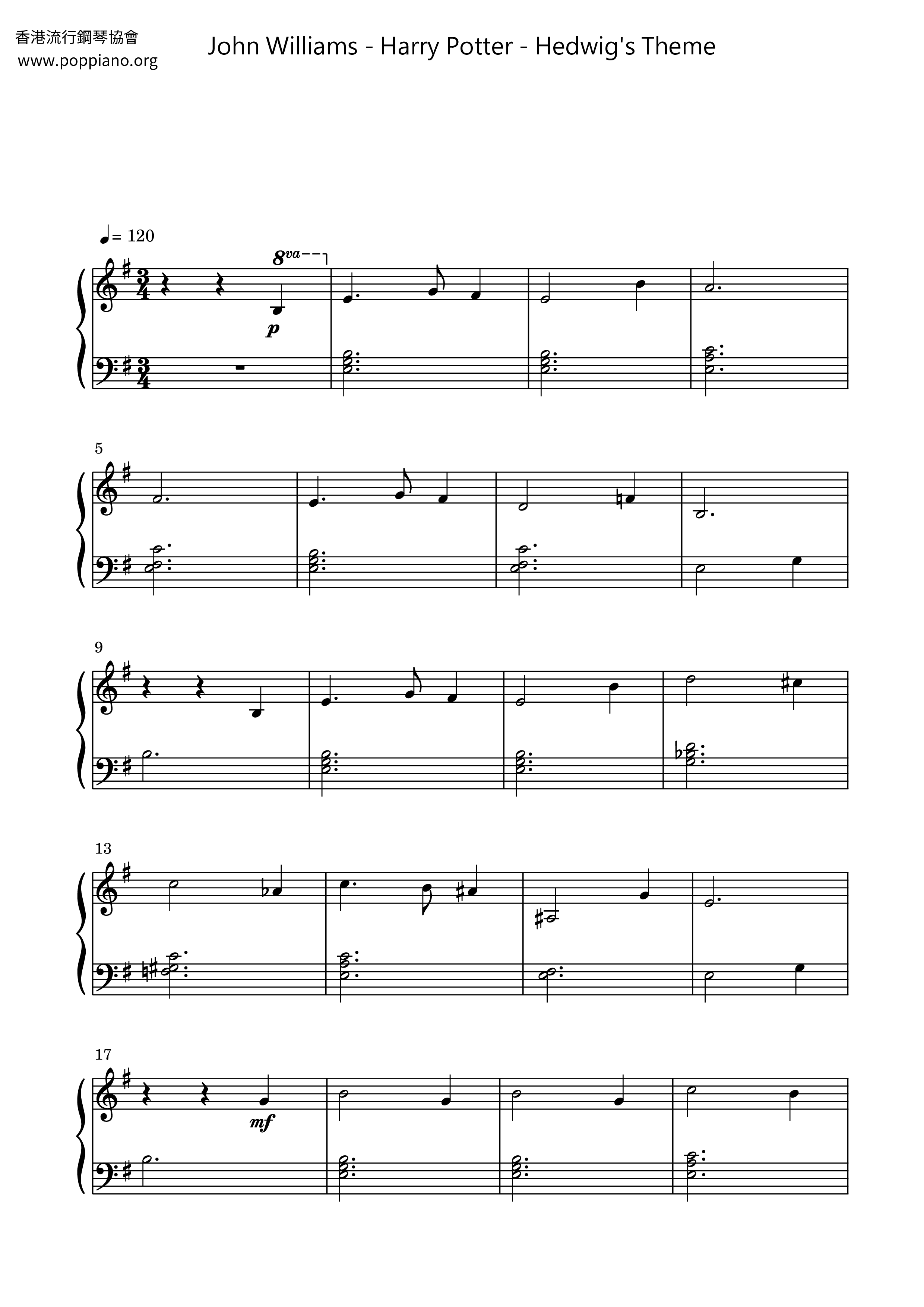 Harry Potter - Hedwig's Theme琴譜