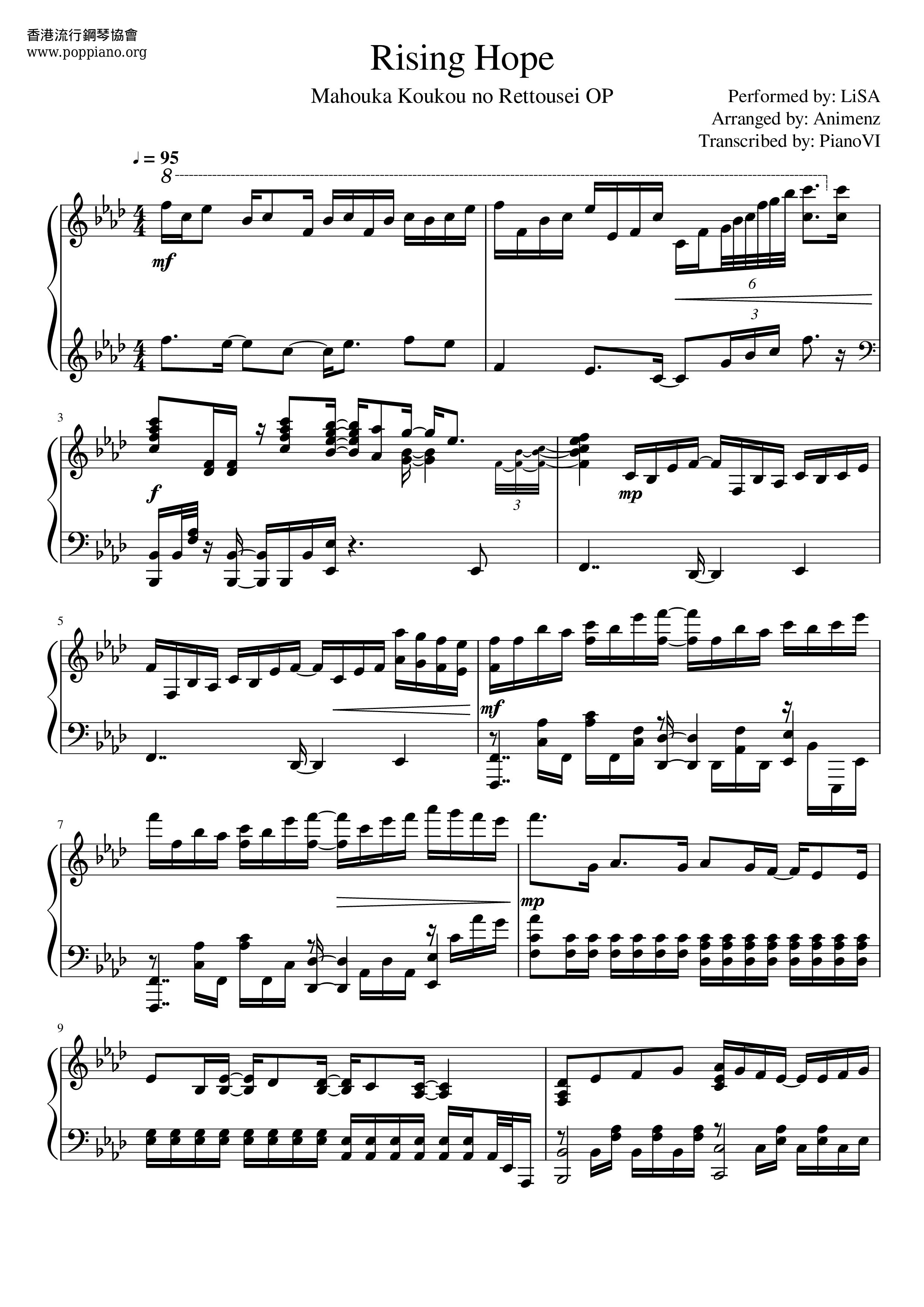 Lisa Rising Hope Sheet Music Pdf 織部 里沙 Free Score Download Lisa Rising Hope Sheet Music Pdf 織部 里沙 Free Score Download