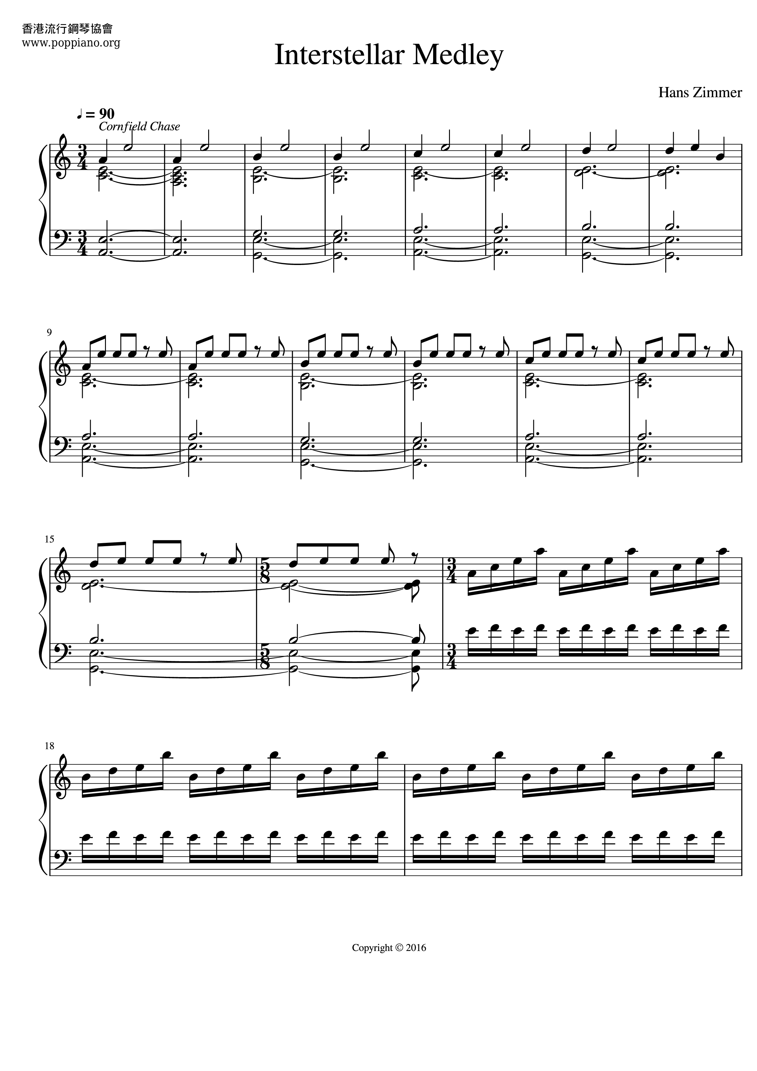 Hans Zimmer-Interstellar Medley Sheet Music pdf, - Free Score Download ★