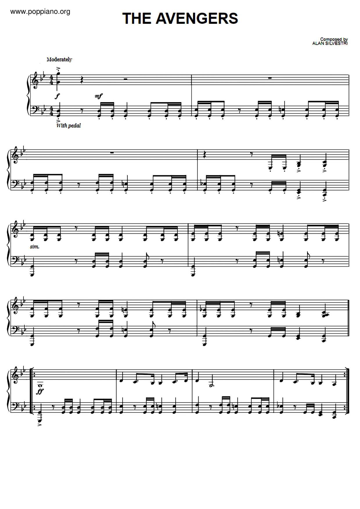 Movie Soundtrack The Avengers Theme Sheet Music Pdf Free Score 