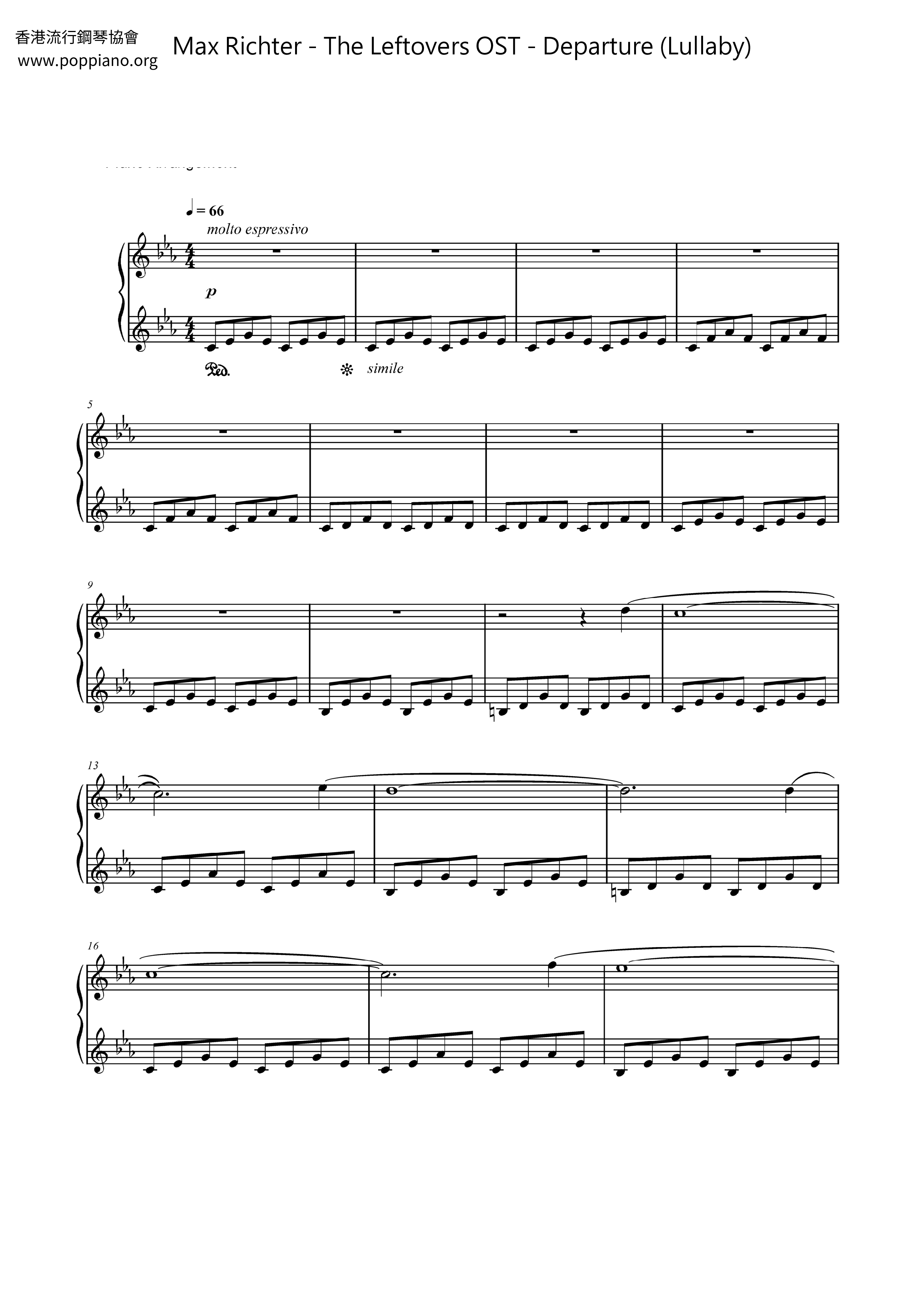 Max RichterThe Leftovers OST Departure (Lullaby) Sheet Music pdf