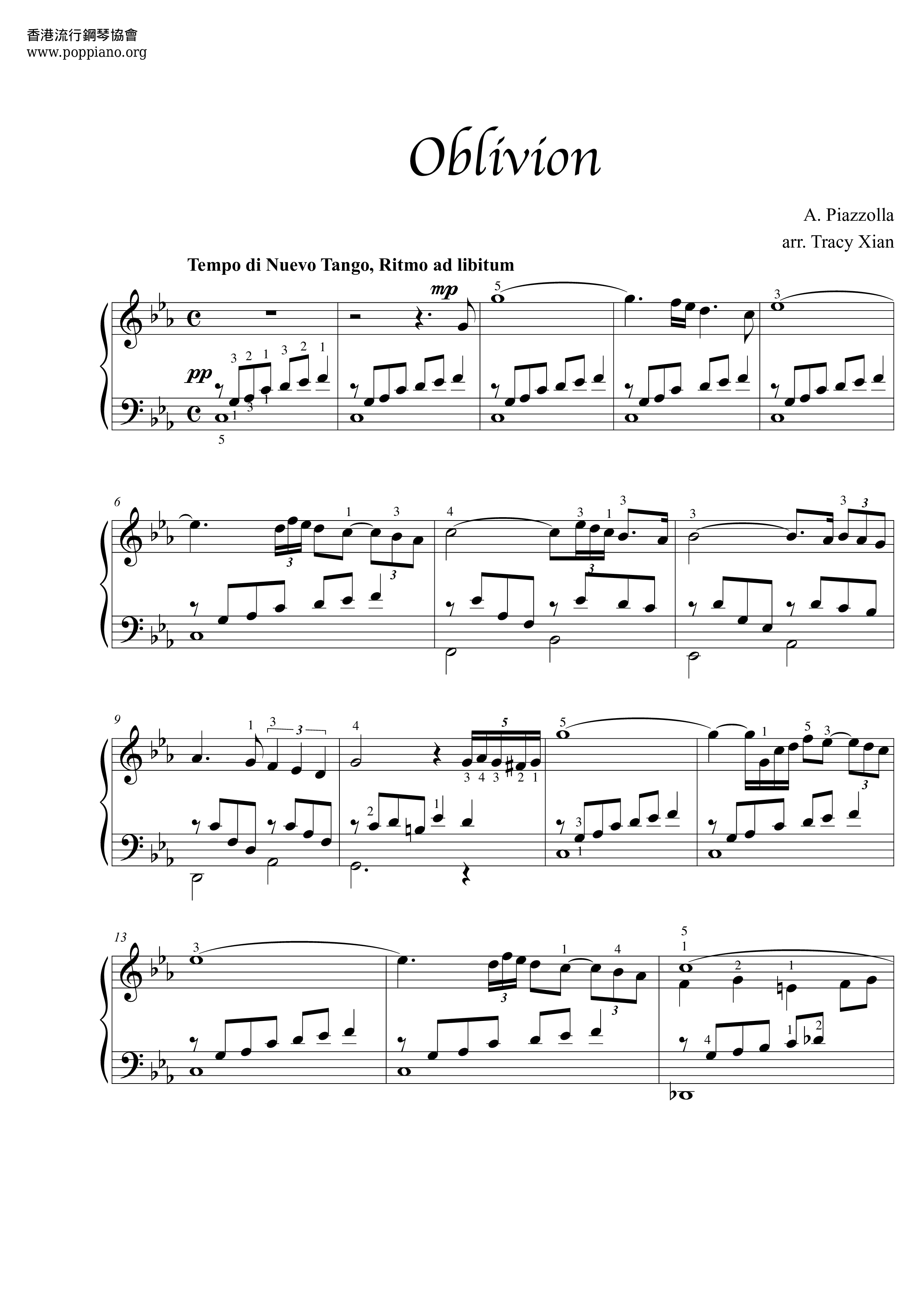 Competencia Ruidoso espacio ☆ Oblivion - Sheet Music / Piano Score Free PDF Download - HK Pop Piano  Academy ☆