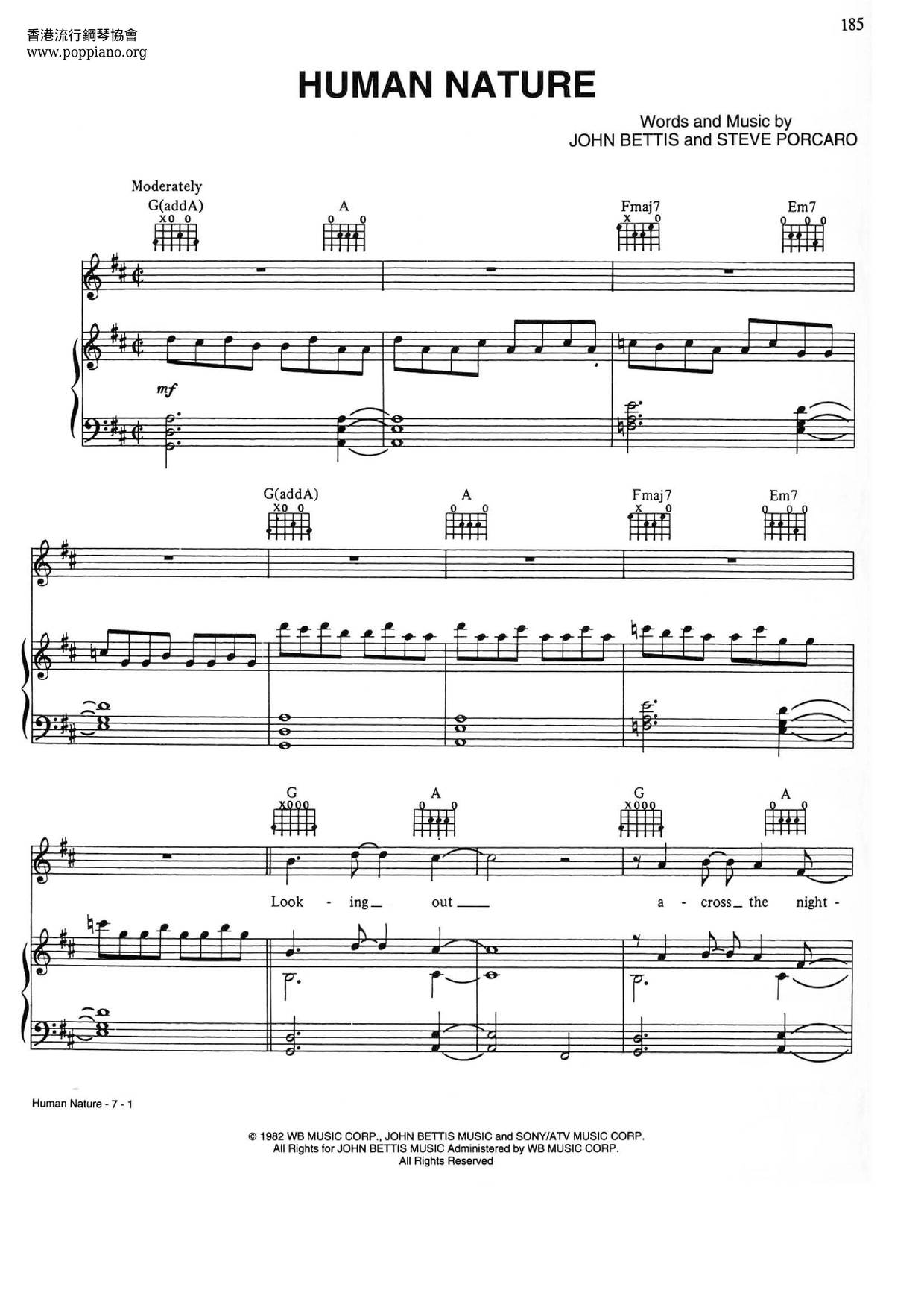 ☆ Michael Jackson-Human Nature Sheet Music pdf, - Score Download ☆