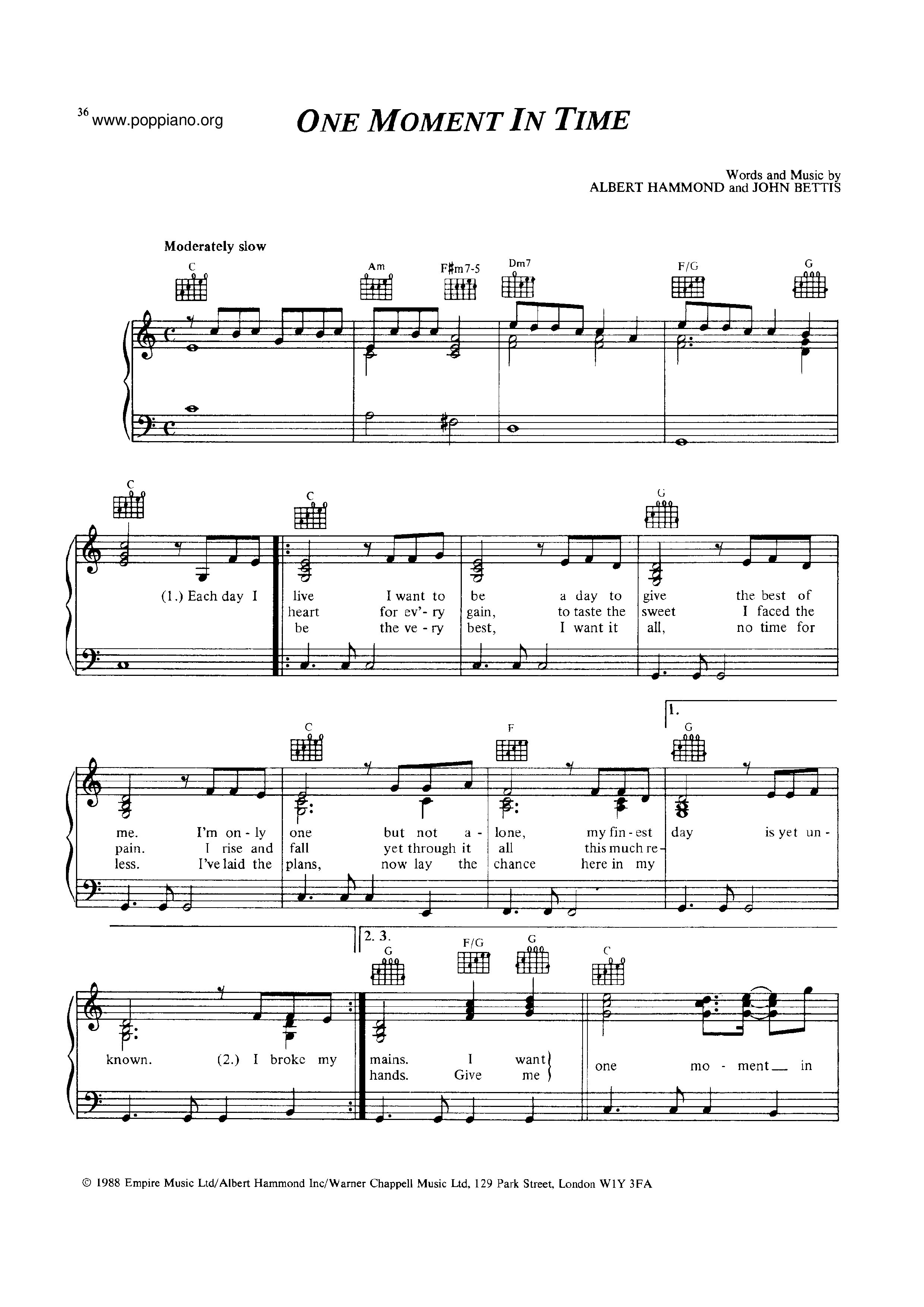 ritmo tipo El respeto ☆ One Moment In Time | Sheet Music | Piano Score Free PDF Download | HK Pop  Piano Academy
