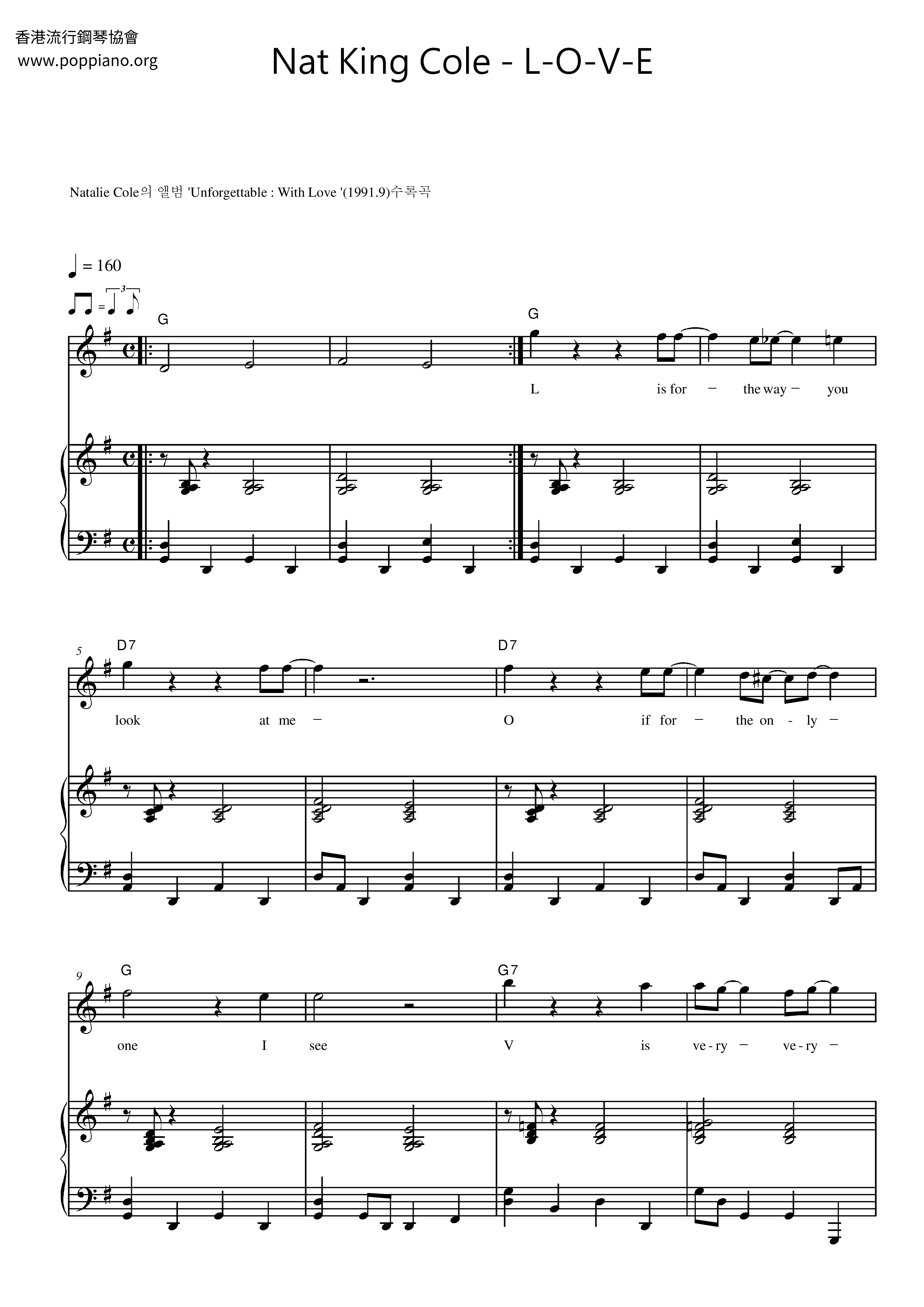 Nat King Cole L O V E Sheet Music Pdf Free Score Download