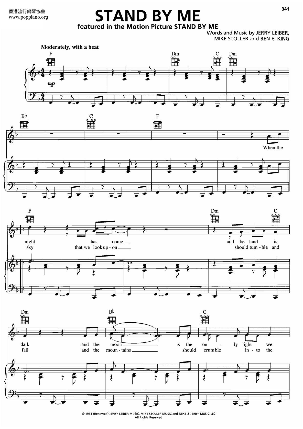 Ben E King Stand By Me Sheet Music Pdf Free Score Download