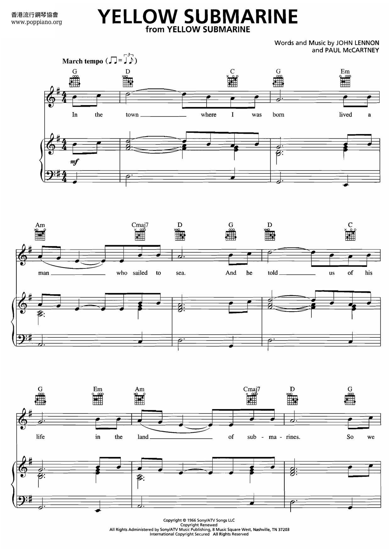 Download The Beatles Yellow Submarine Sheet Music Pdf Free Score Download