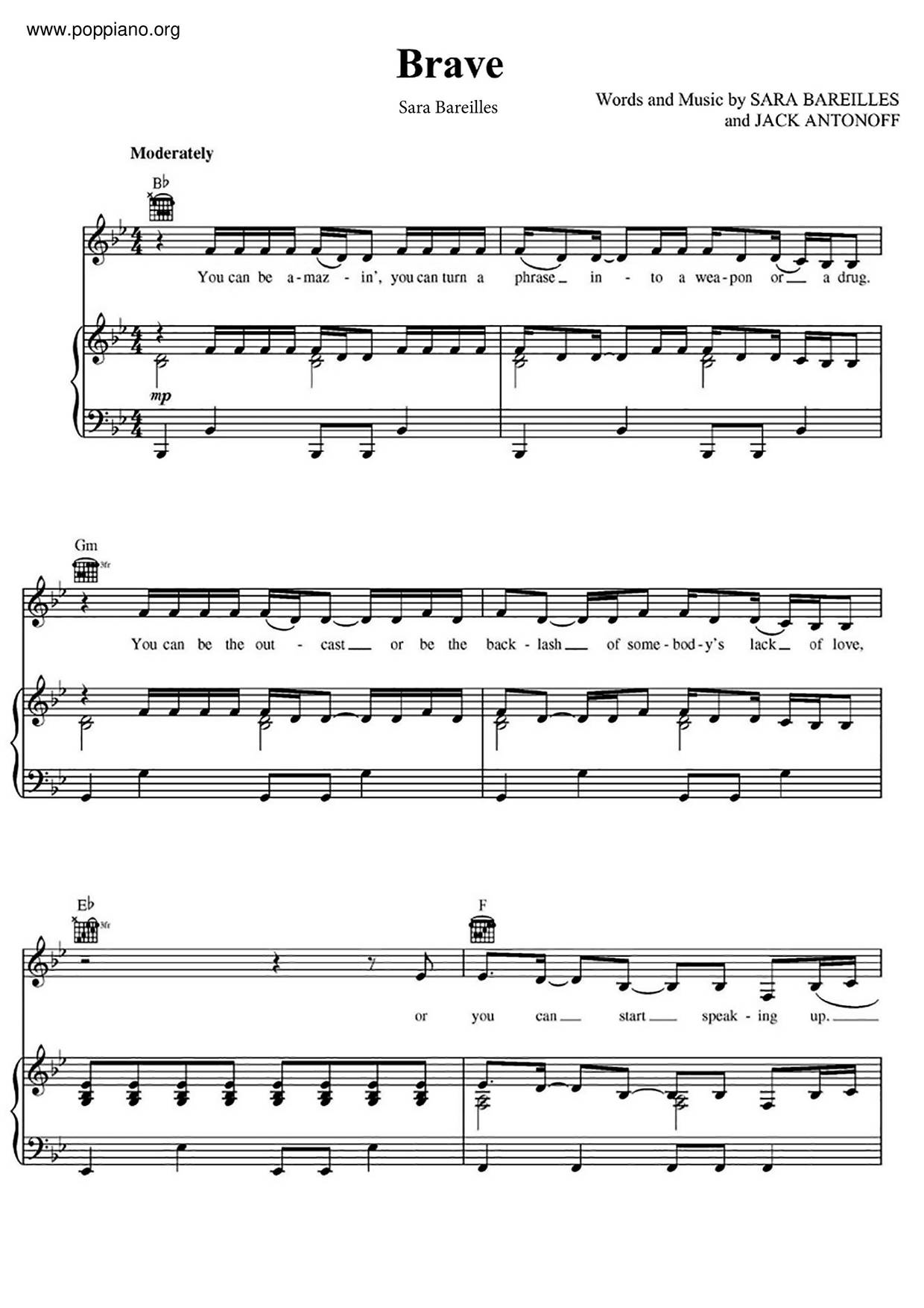 Sara Bareilles Brave Sheet Music Pdf Free Score Download Sara Bareilles Brave Sheet Music Pdf Free Score Download