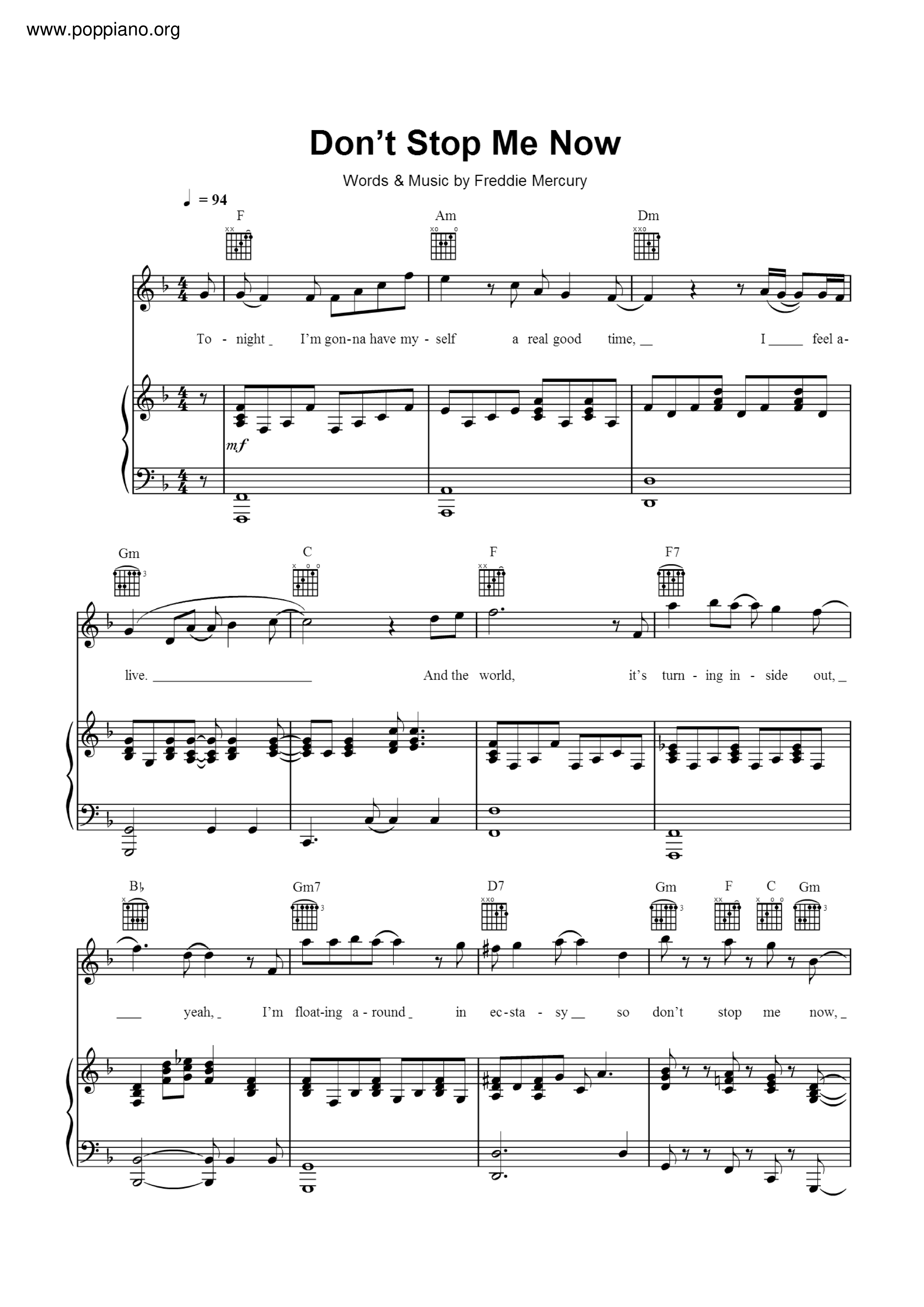 QueenDon't Stop Me Now Sheet Music pdf, (クイーン) Free Score Download ★ QueenDon't Stop Me Now Sheet Music pdf, (クイーン) Free Score Download ★