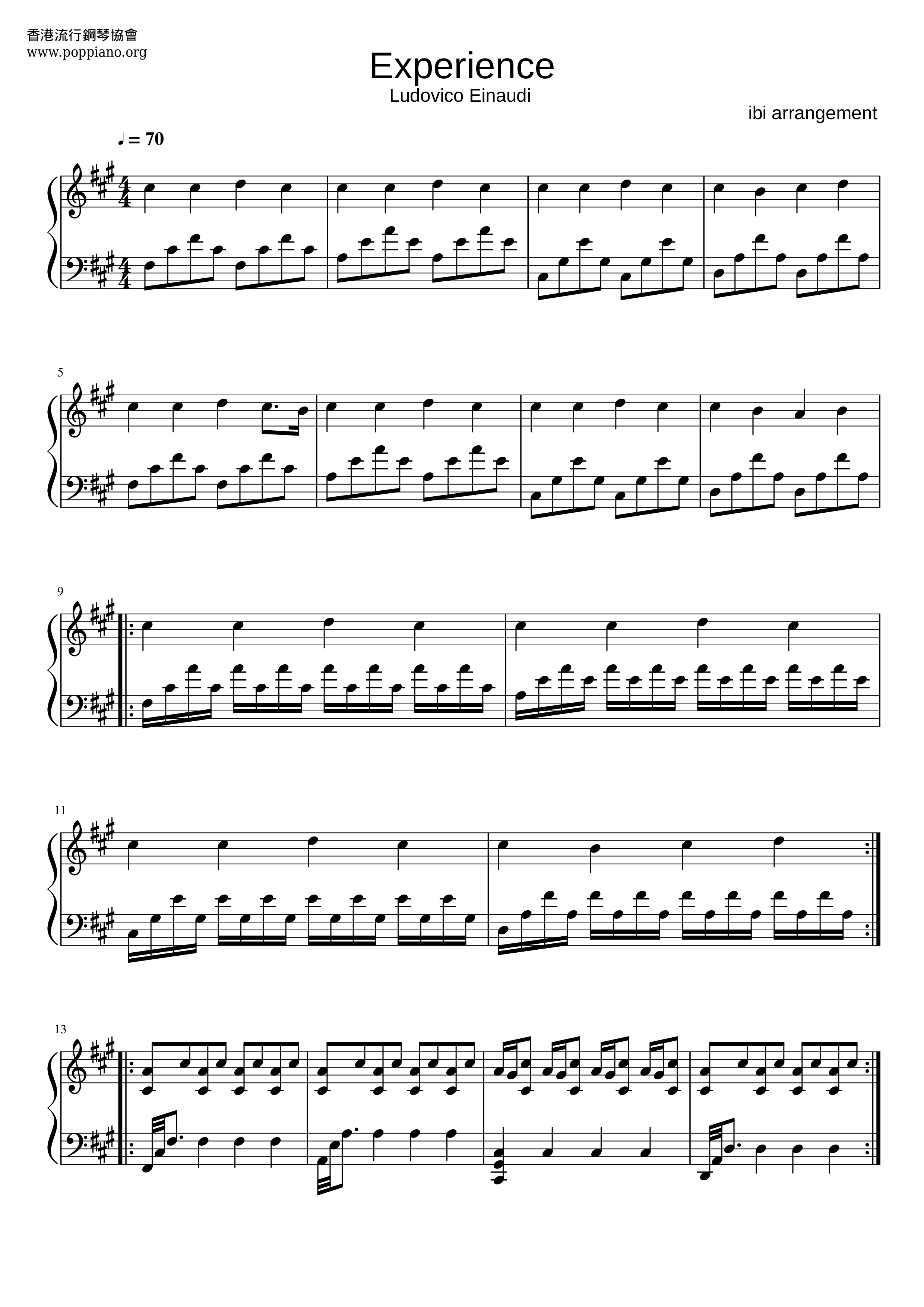 Ludovico Einaudi-Experience Sheet Music pdf, - Free Score Download ★