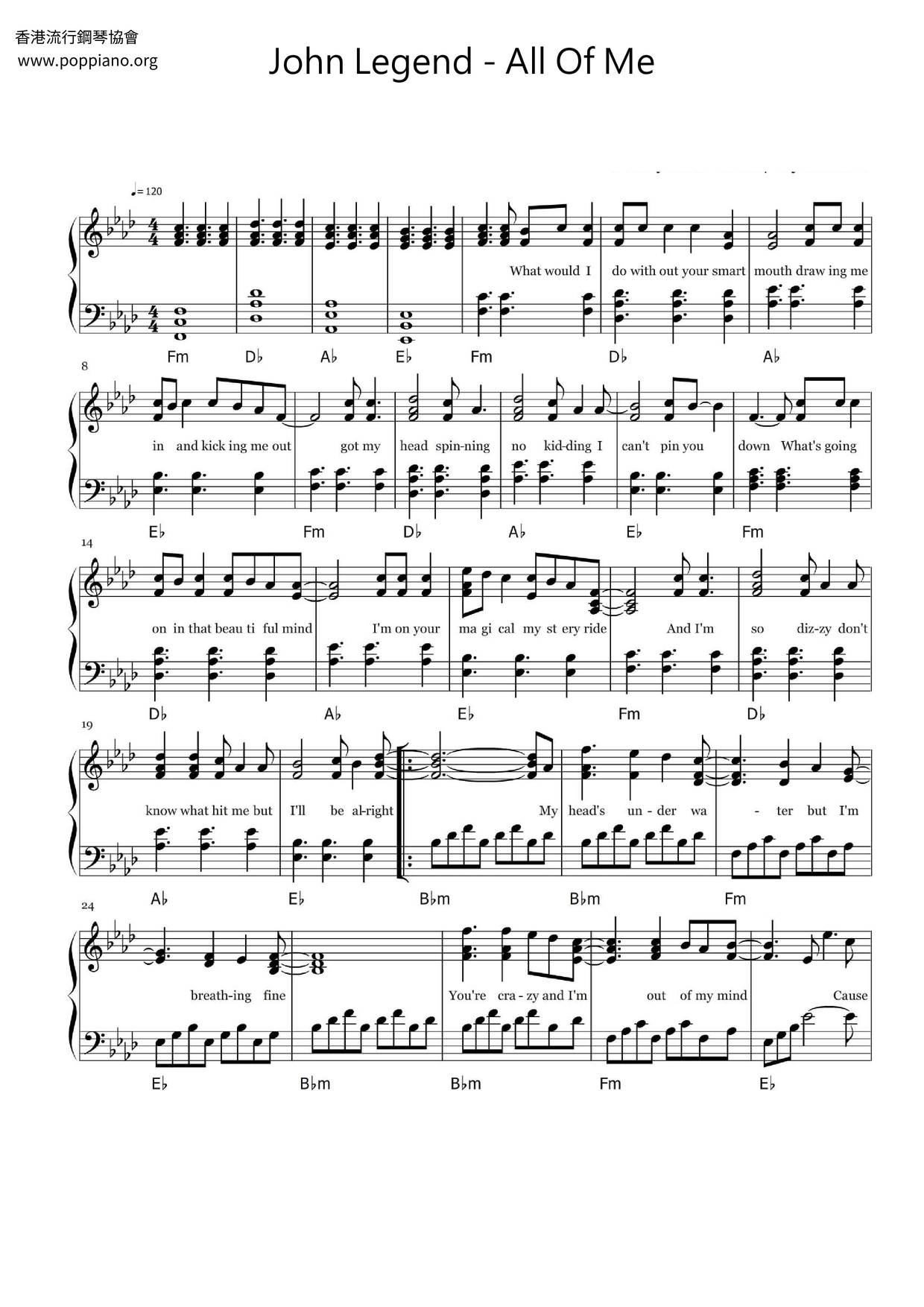 ☆ John Legend-All Of Me Sheet Music Pdf, - Free Score Download ☆