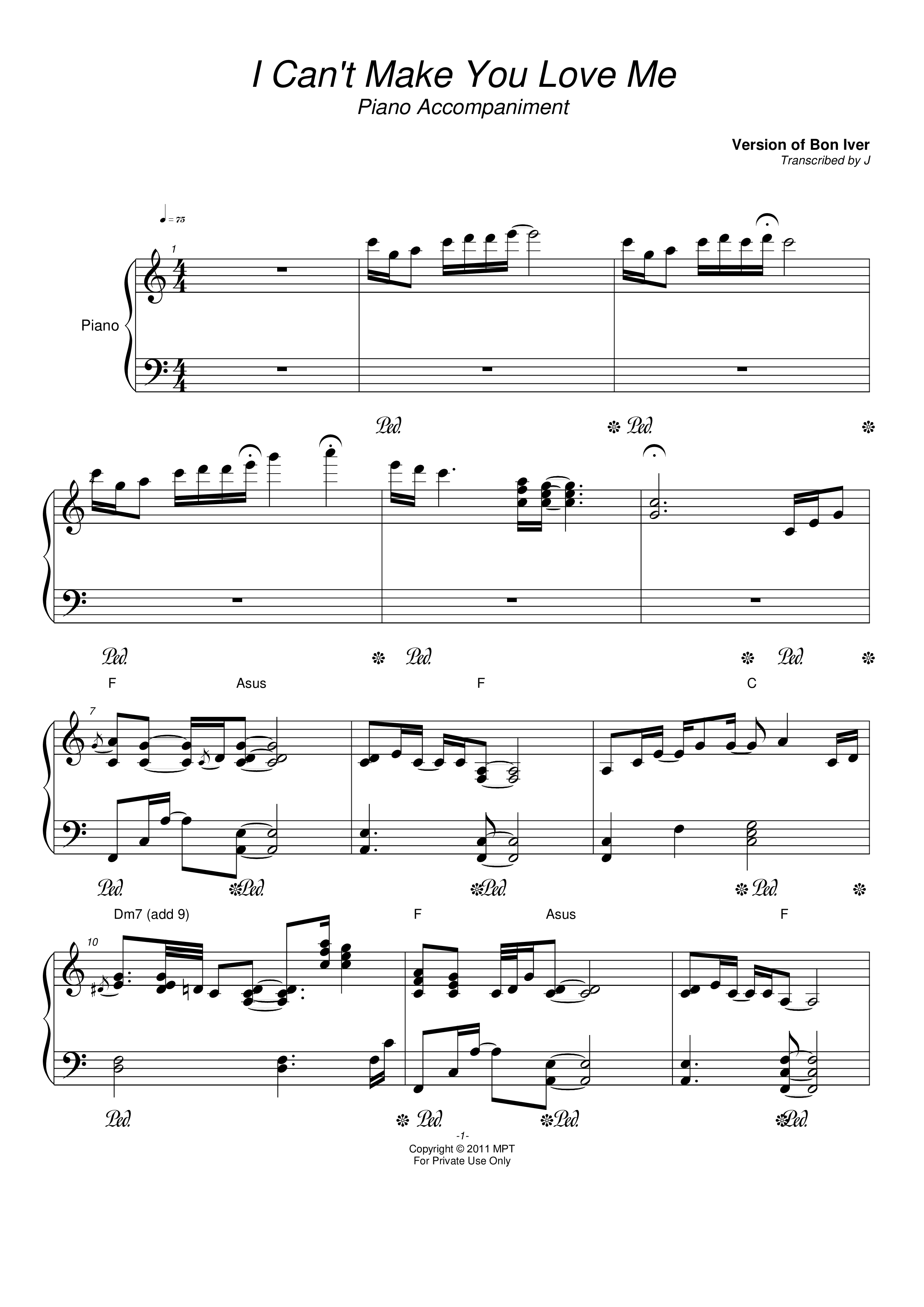 I Can T Make You Love Me Pdf無料ピアノ譜 Gakufu 香港ポップピアノ協会
