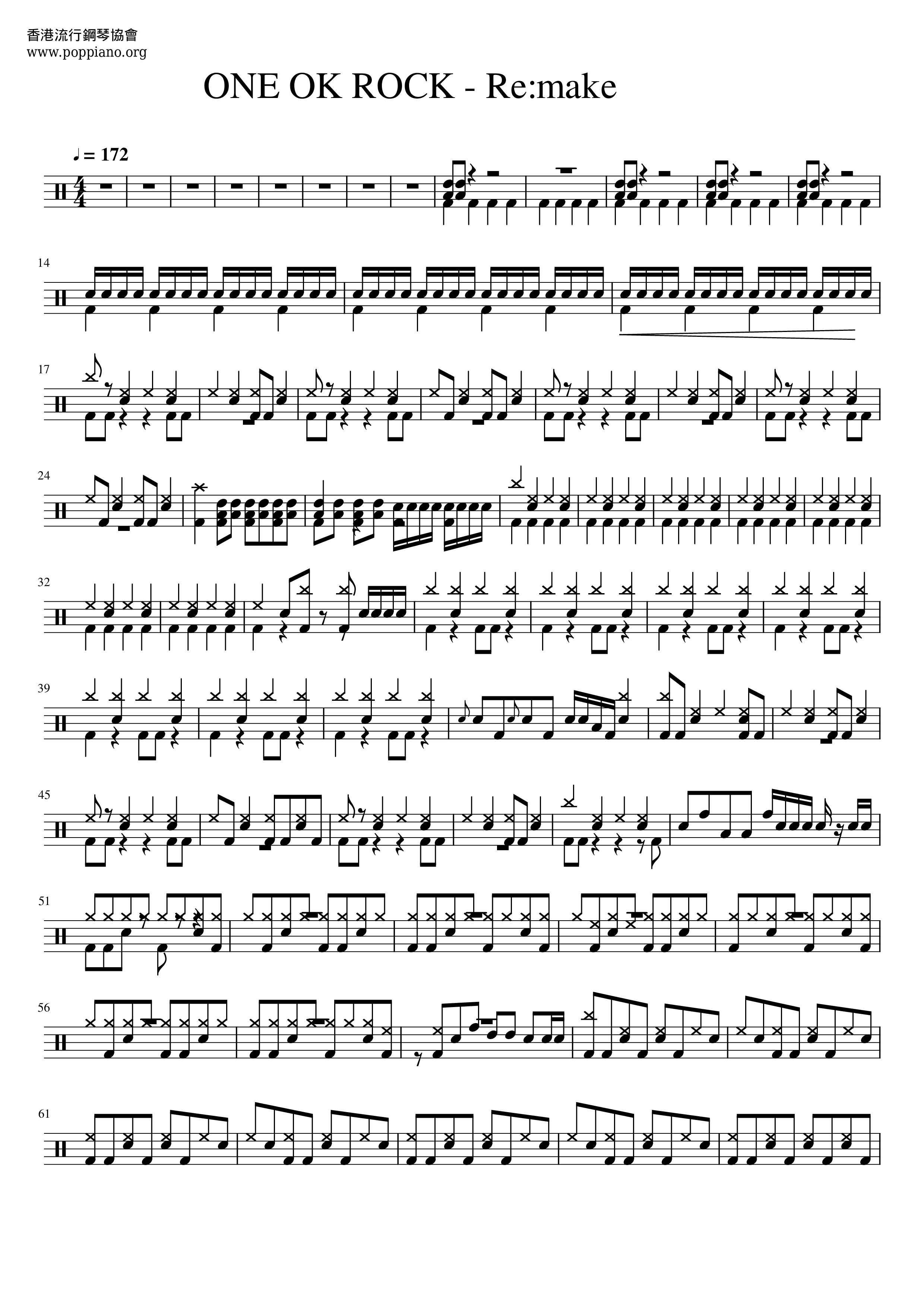 One Ok Rock Re Make Drum Tab Pdf ワンオクロック Free Score Download