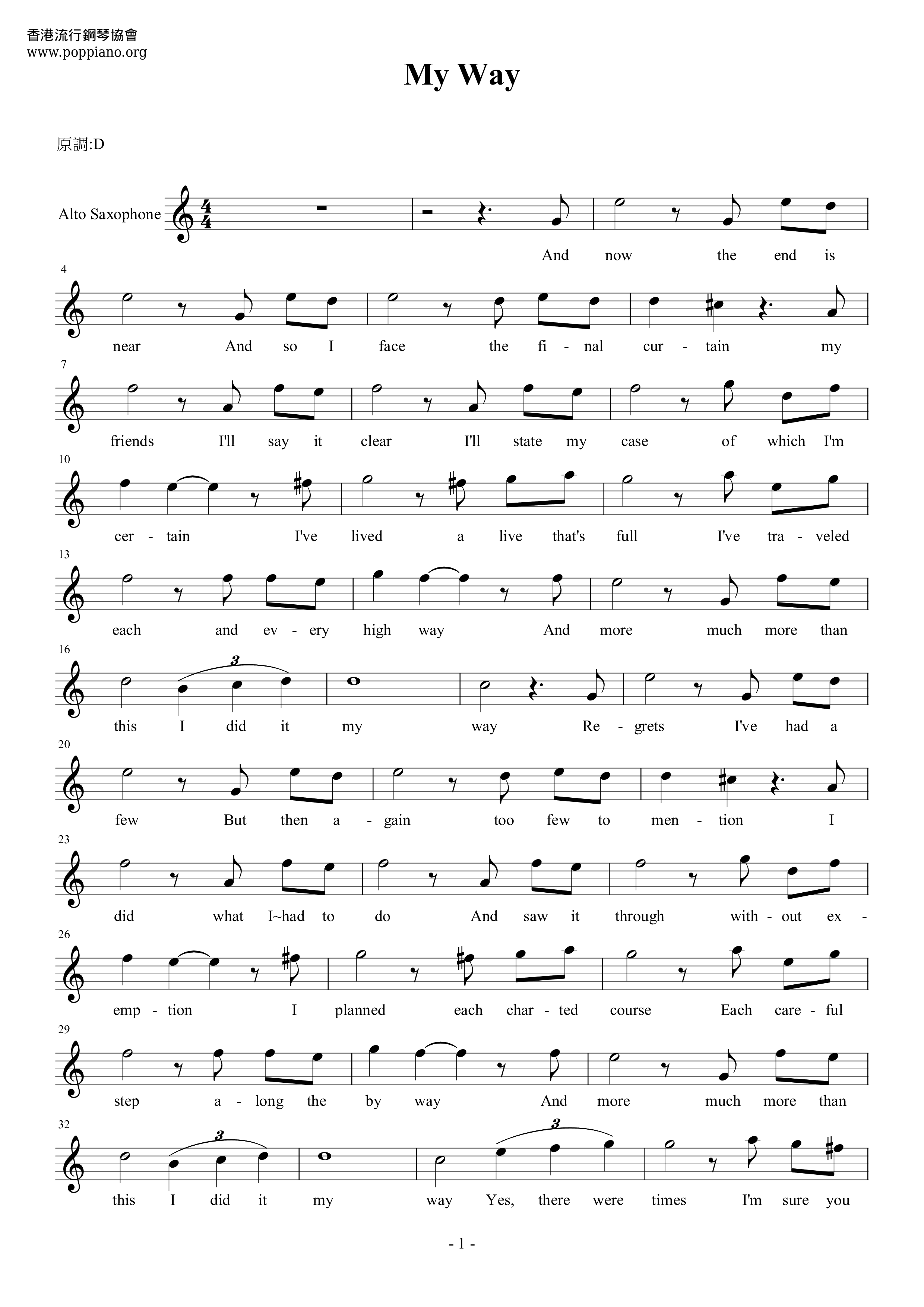 Frank Sinatra My Way Sax Score Pdf Free Score Download Frank Sinatra My Way Sax Score Pdf Free Score Download