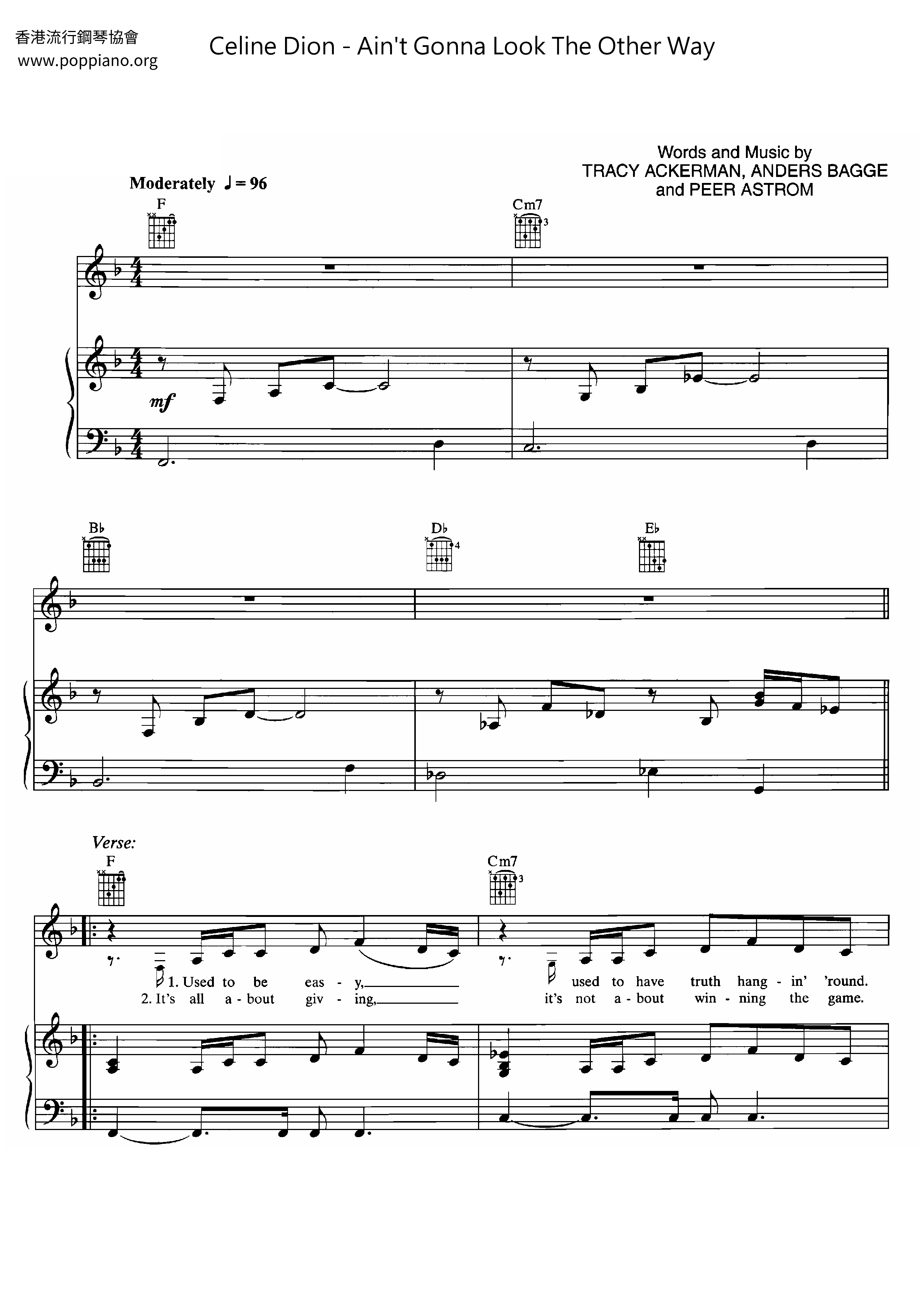 Ain't Gonna Look The Other Way Score