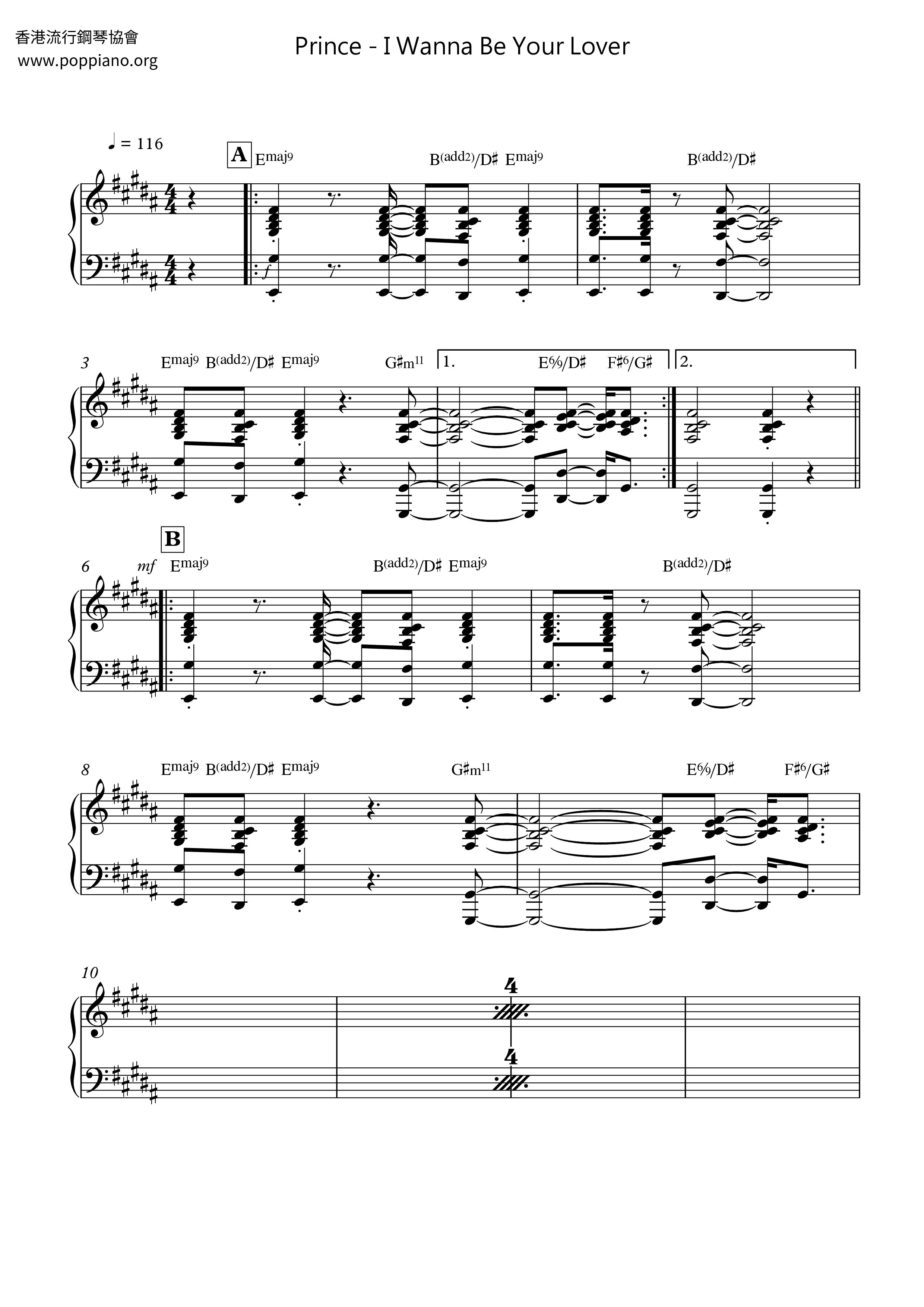 I Wanna Be Your Lover Score