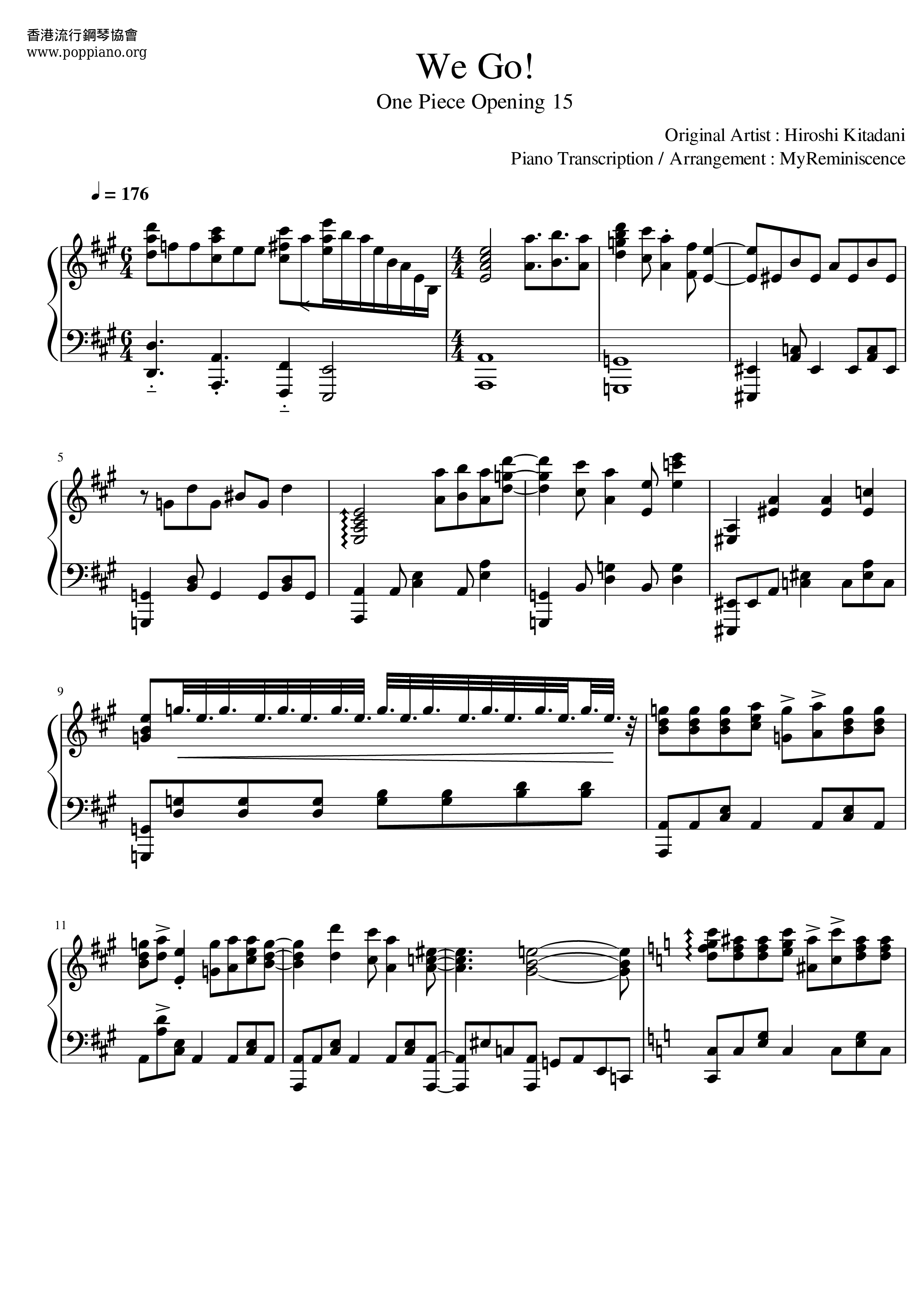 海賊王 We Go All Versions Sheet Music Piano Score Free Pdf Download Hk Pop Piano Academy