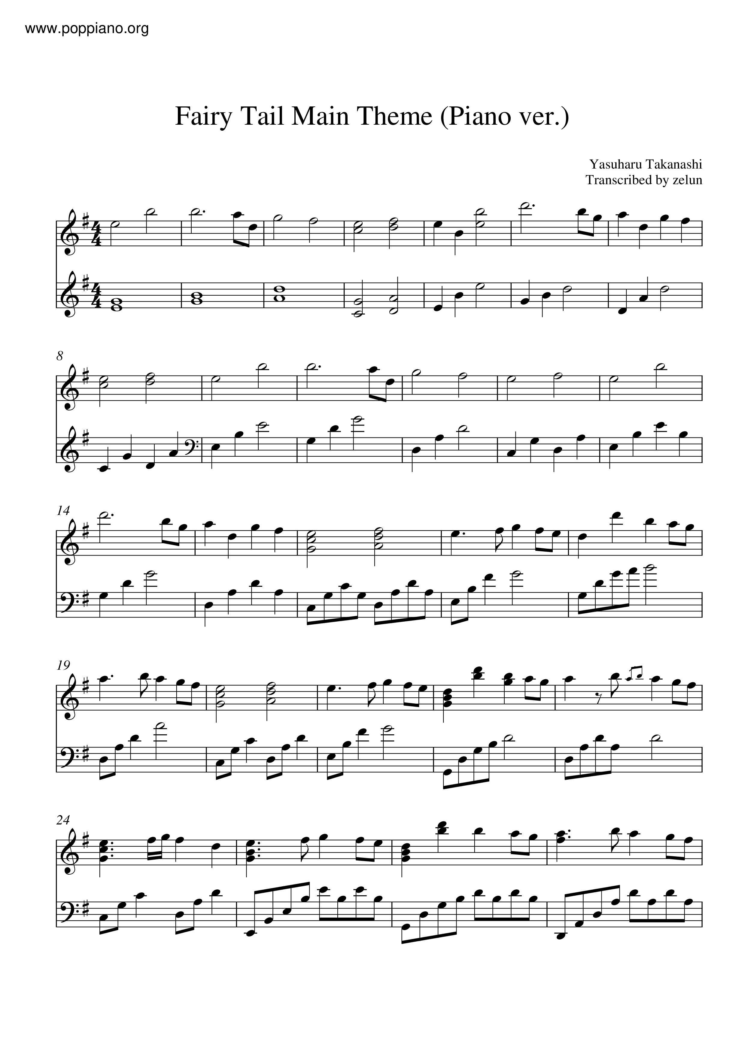 ☆ anime-Fairy Tail Main Theme Sheet Music pdf, - Free Score Download ☆