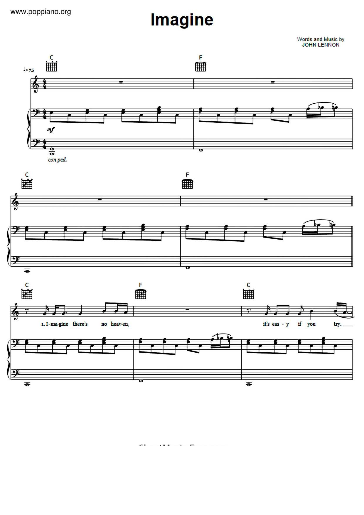 lluvia Derechos de autor Todavía ☆ John Lennon-Imagine Sheet Music pdf, - Free Score Download ☆