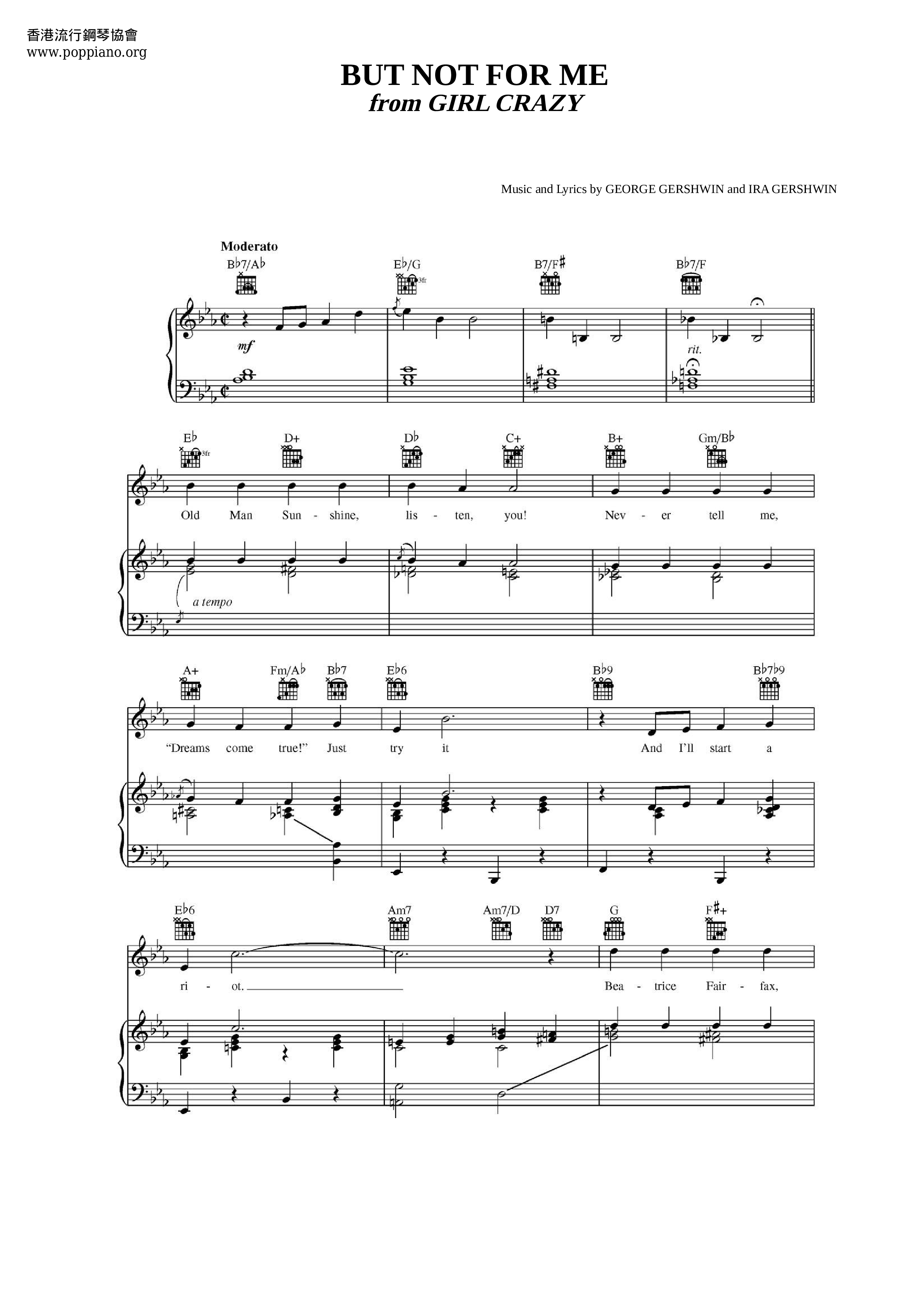 Frank Sinatra But Not For Me Sheet Music Pdf Free Score Download