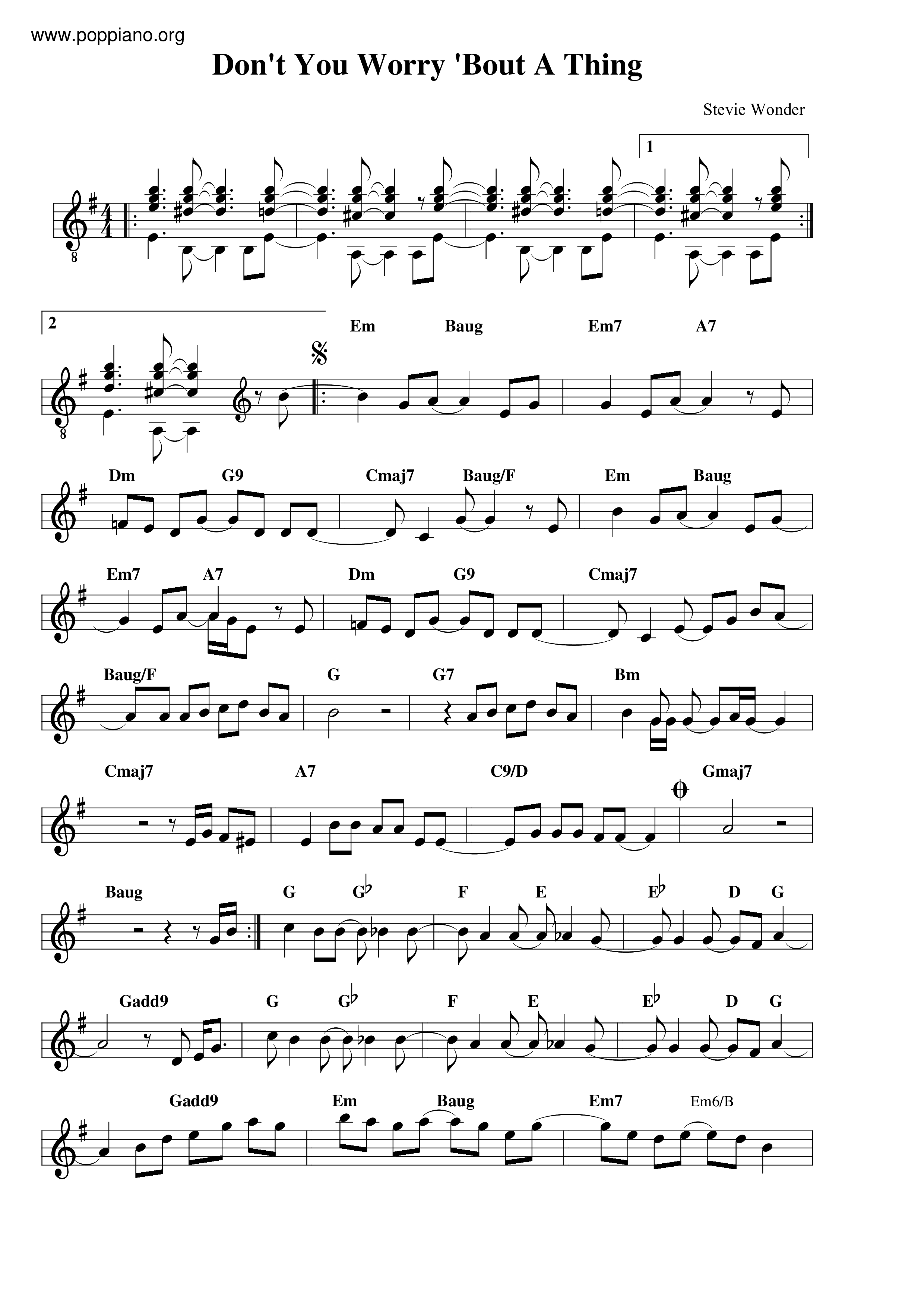 Stevie Wonder Don T You Worry Bout A Thing Violin Score Pdf Free Score Download