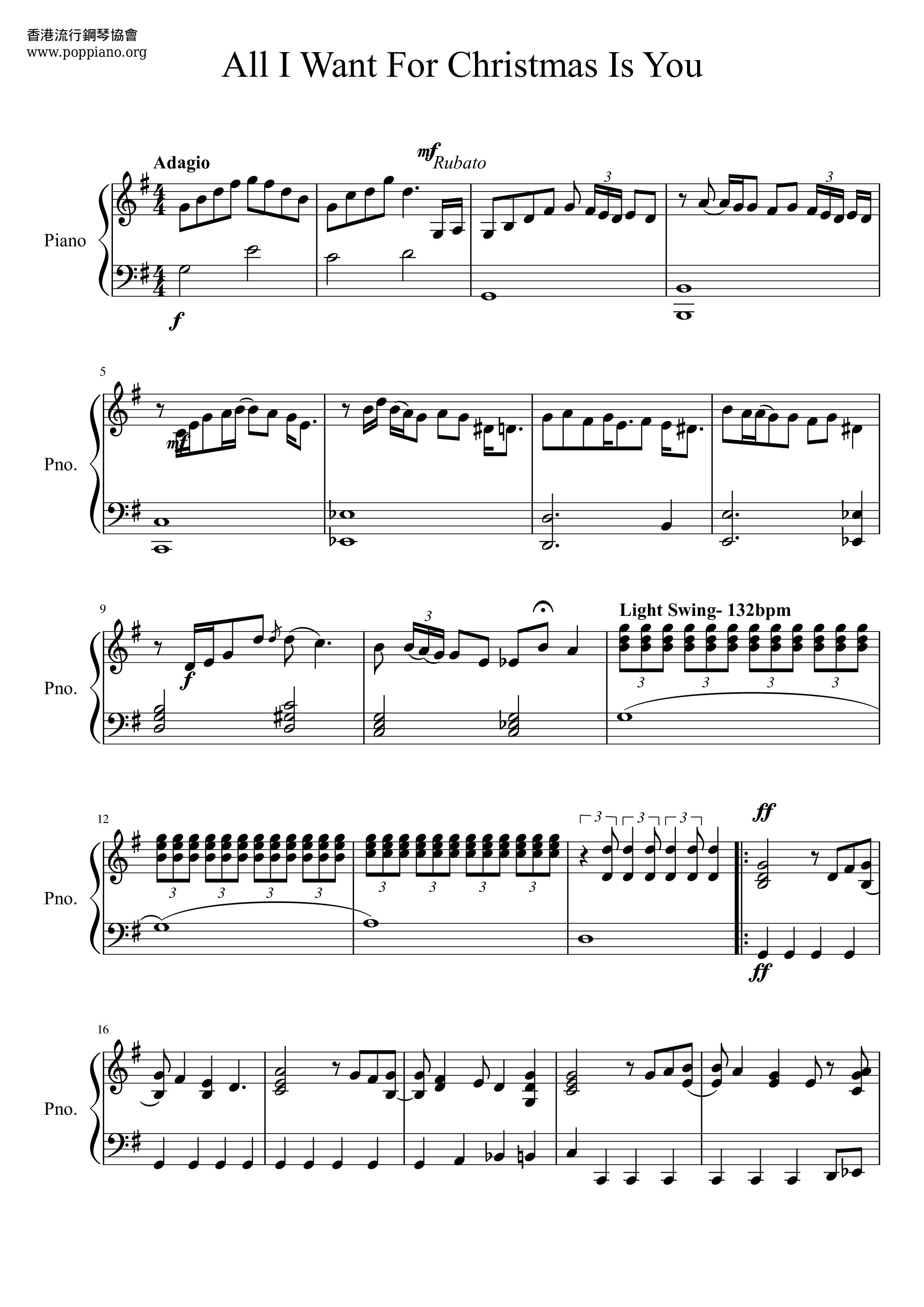 balsa Punto Masaje ☆ All I Want For Christmas Is You - Sheet Music / Piano Score Free PDF  Download - HK Pop Piano Academy ☆
