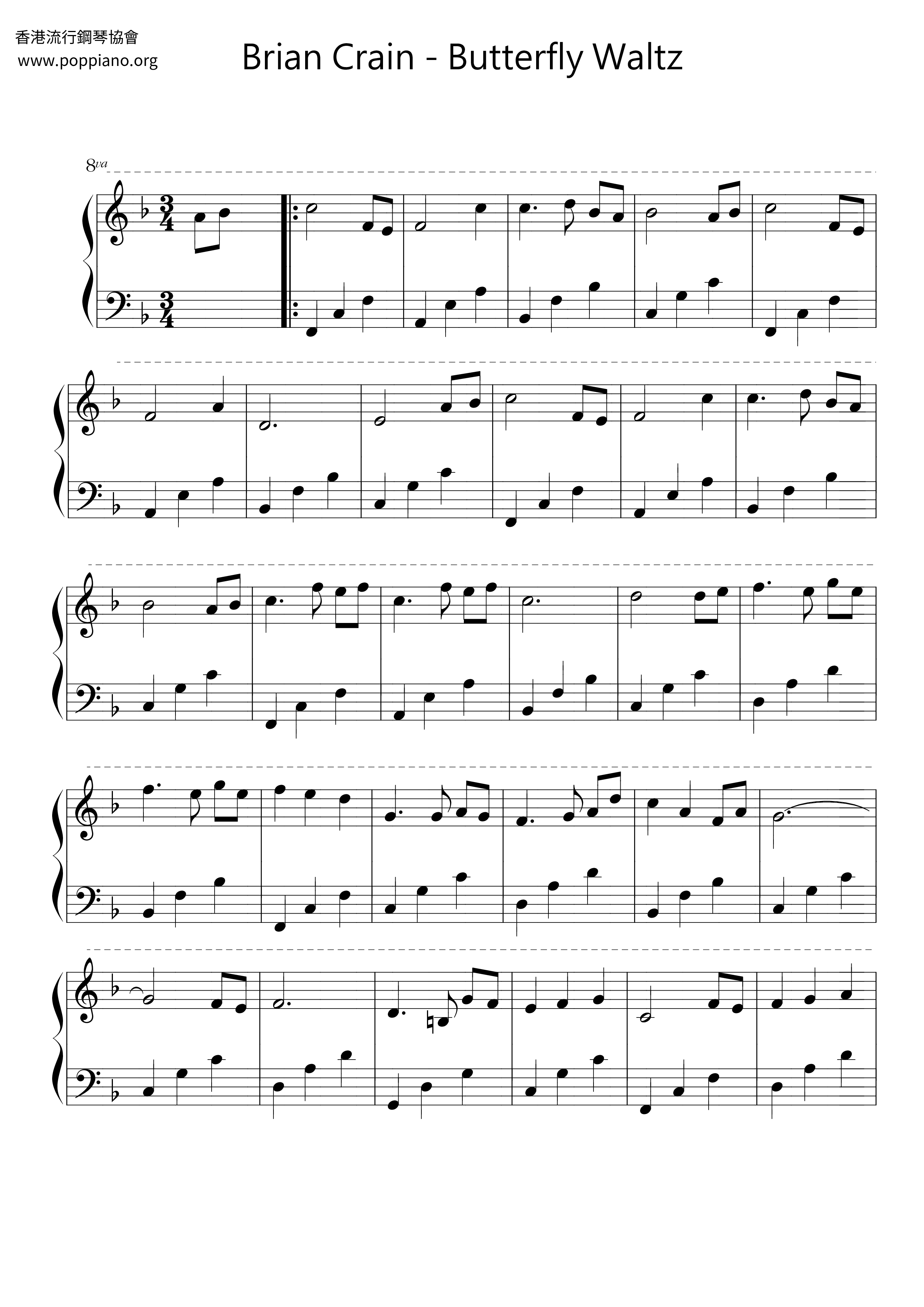 Brian Crain Butterfly Waltz Sheet Music Pdf Free Score Download