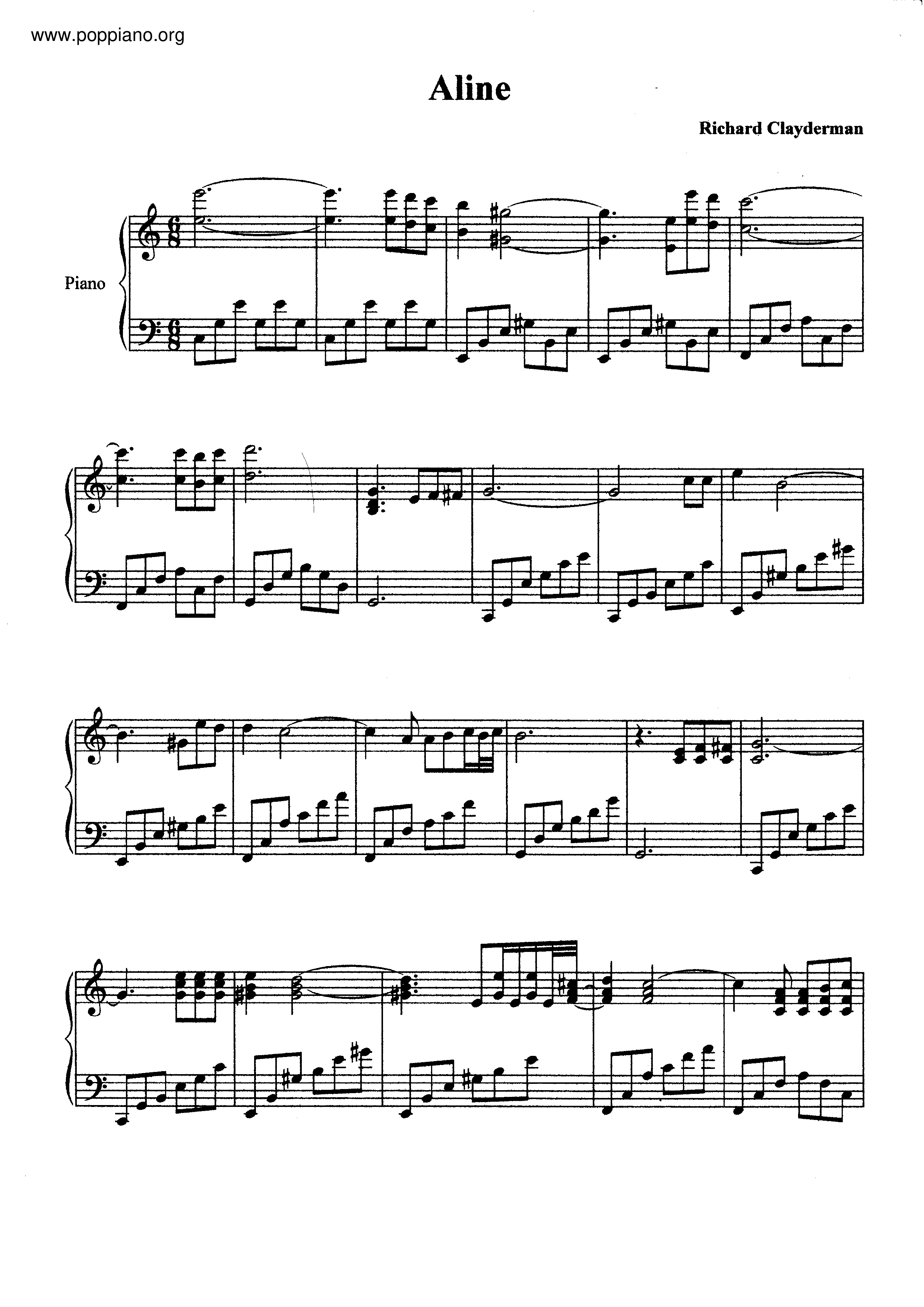 Richard ClaydermanAline Sheet Music pdf, (リチャード・クレイダーマン) Free Score Download ★