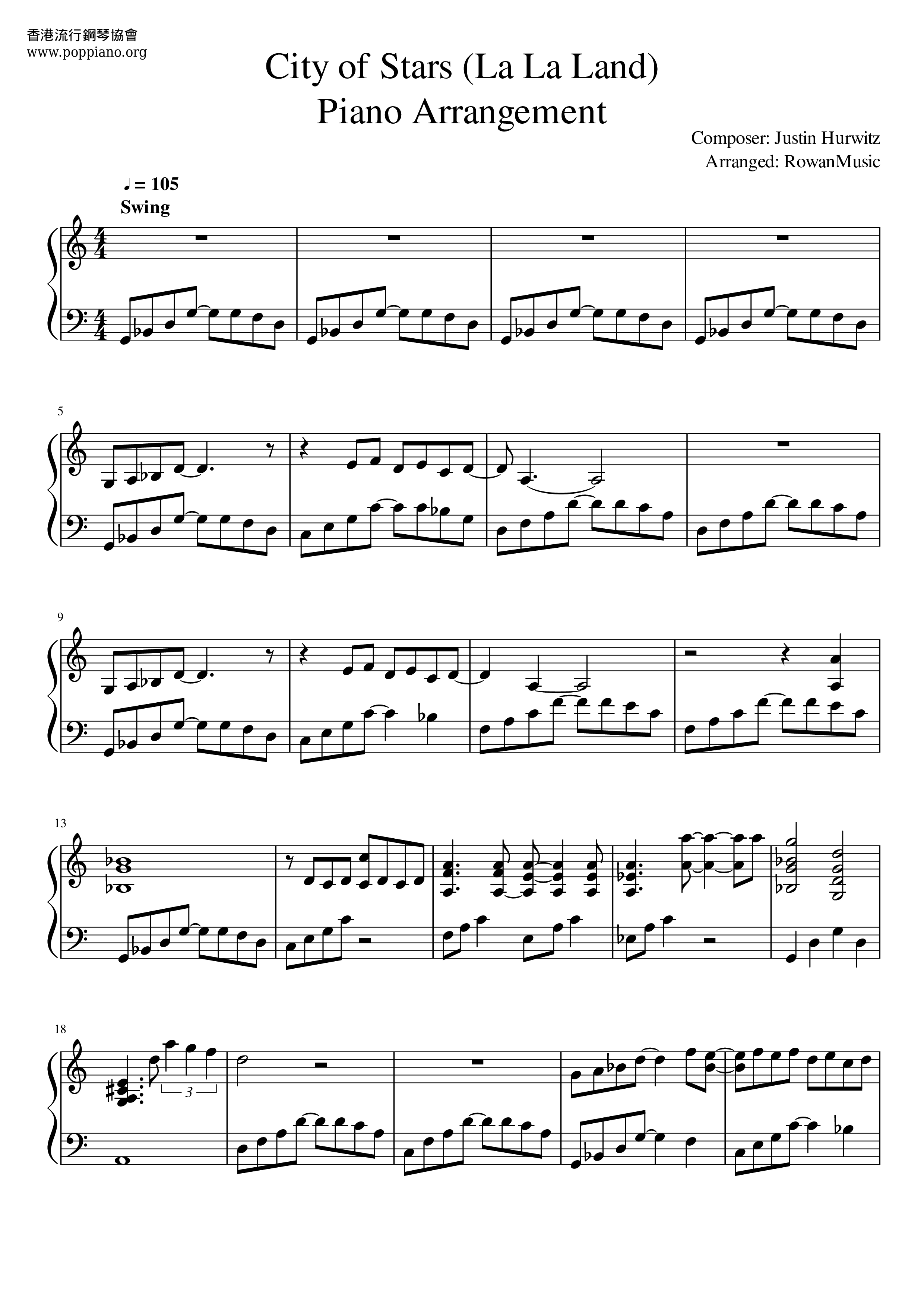 ☆ La La Land - City Of Stars | Music | Piano Score Free PDF Download | HK Pop Piano Academy