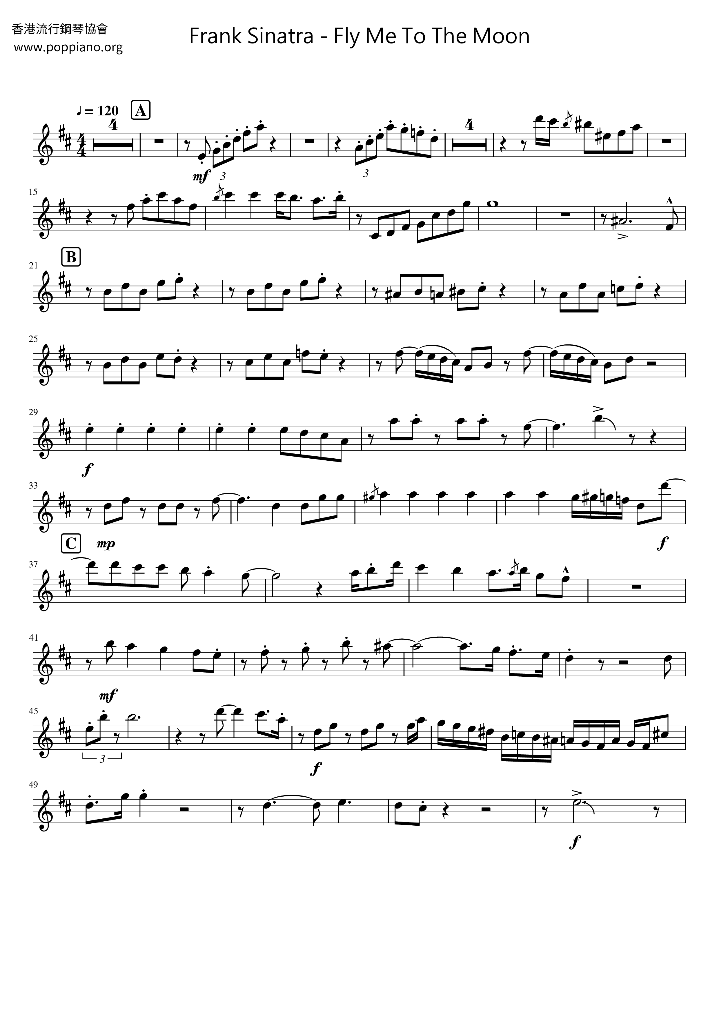 Fly Me To The Moonall Versions Sheet Music Piano Score Free Pdf Download Hk Pop Piano Academy