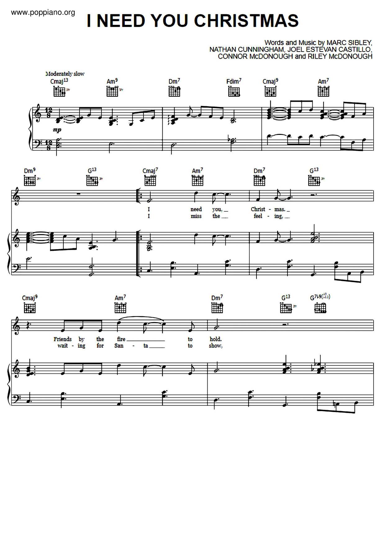 Jonas Brothers I Need You Christmas Sheet Music Pdf Free Score Download