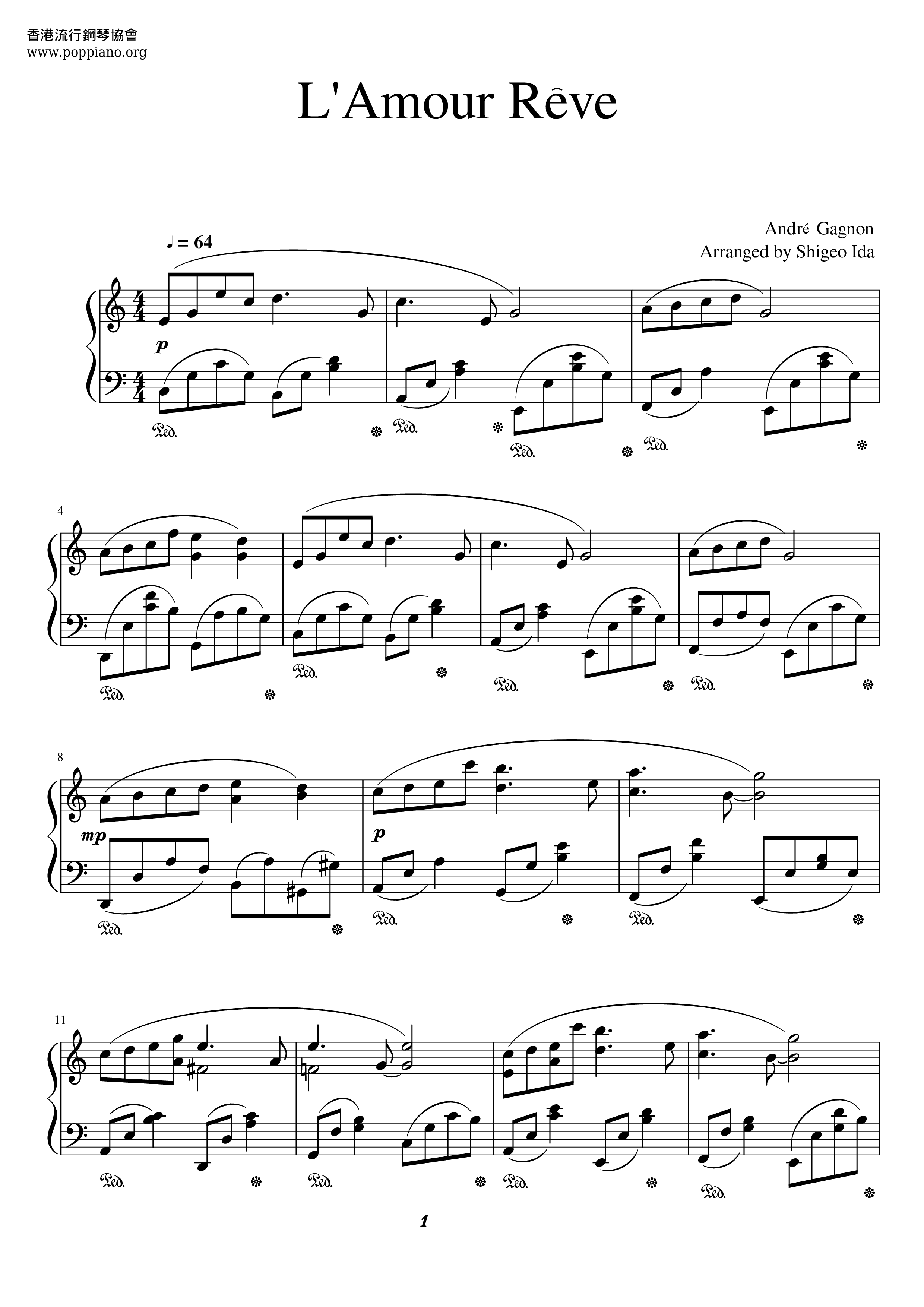 Andre Gagnon L Amour Reve Sheet Music Pdf Free Score Download