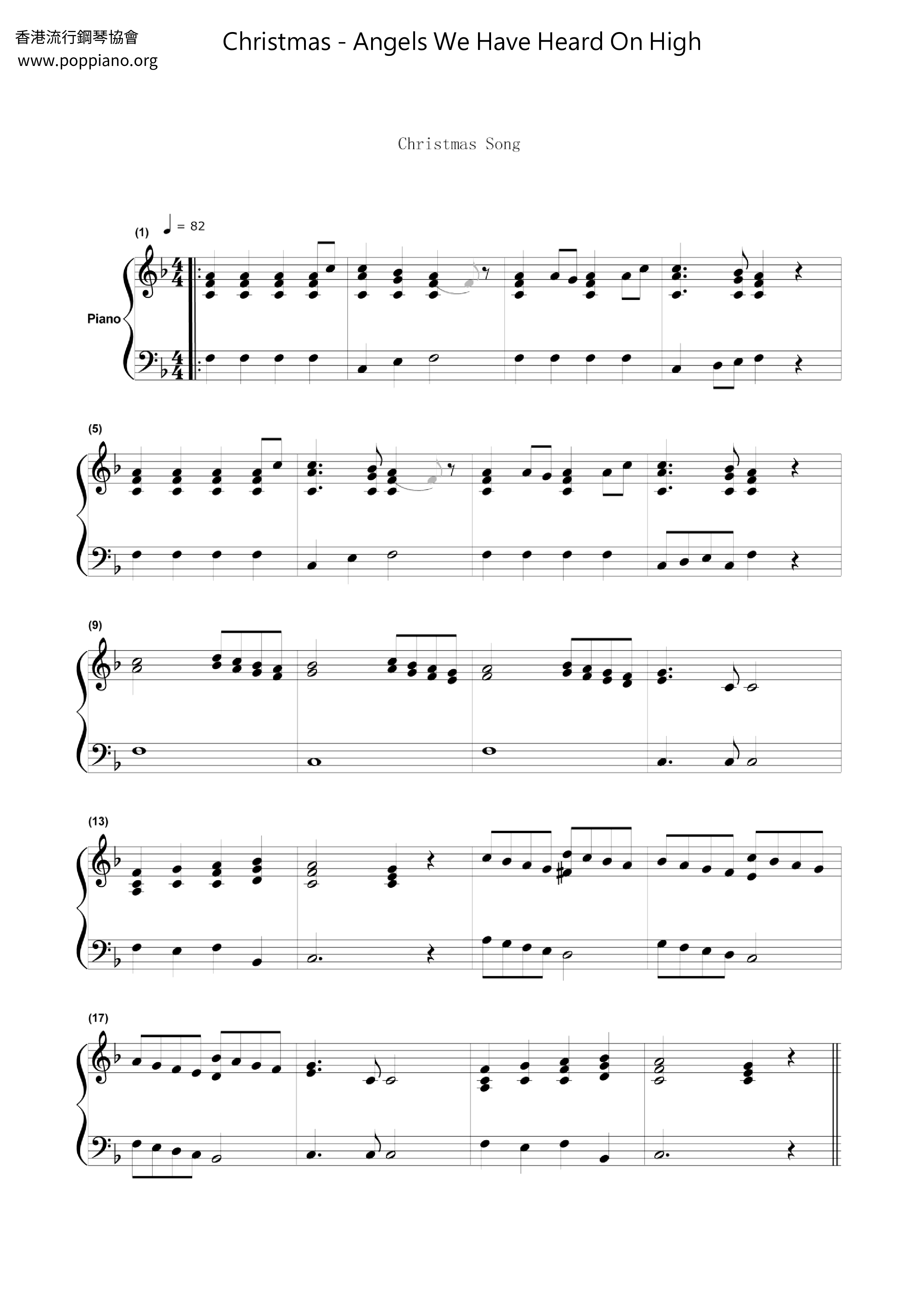 Angels We Have Heard On High琴譜