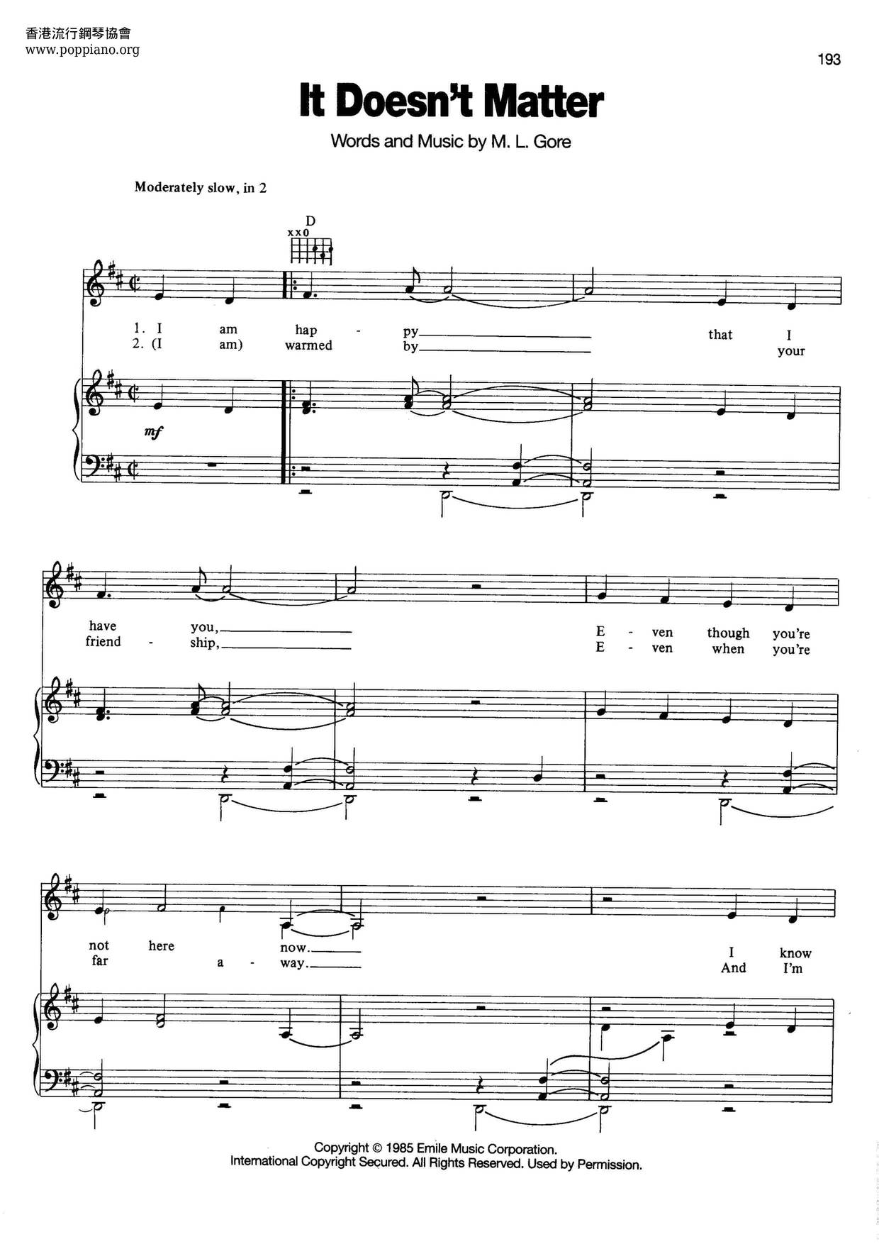 Depeche Mode-It Doesn't Matter Sheet Music pdf, - Free ...