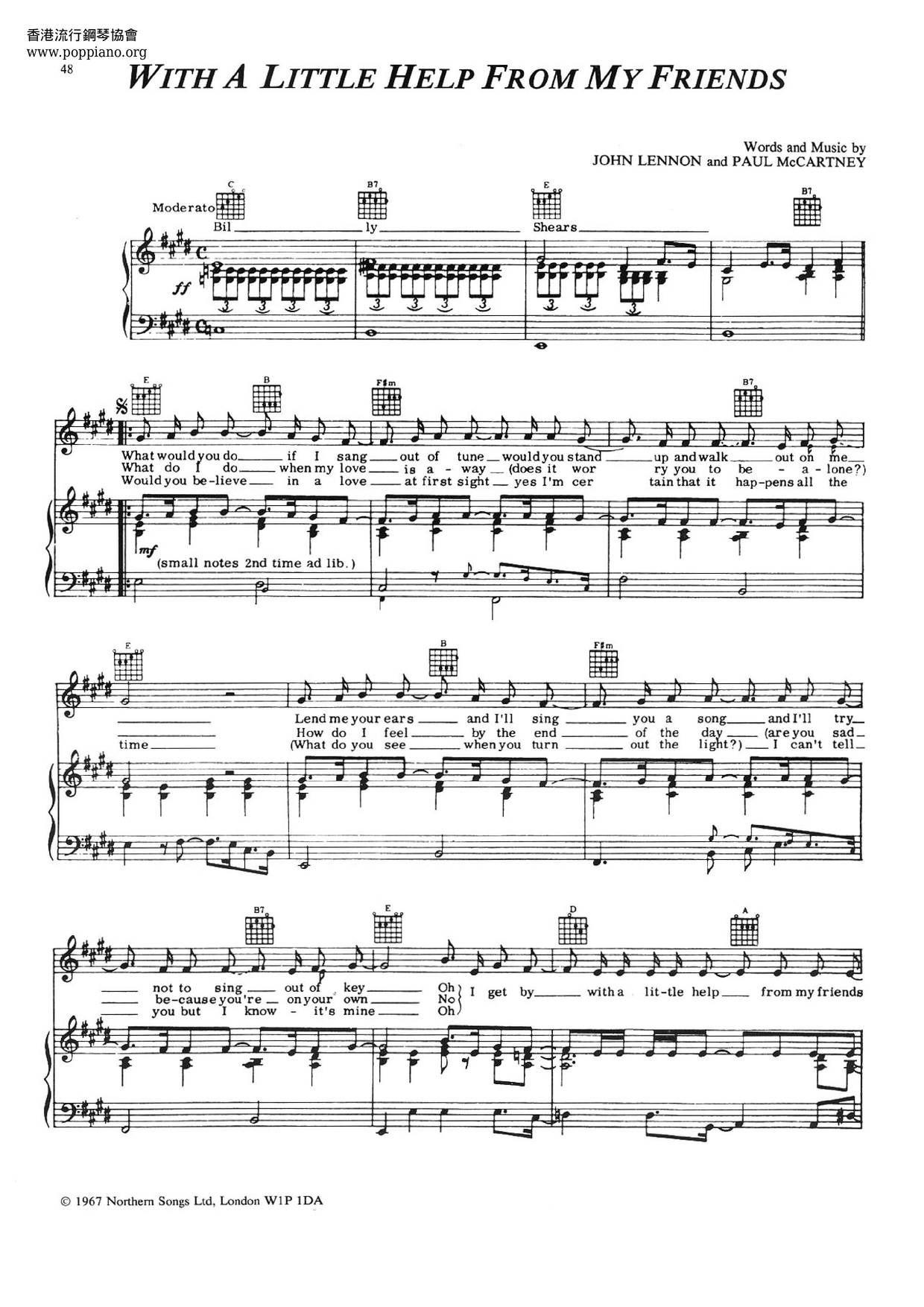 The Beatles Joe Cocker With A Little Help From My Friends Sheet Music Pdf Free Score Download The Beatles Joe Cocker With A Little Help From My Friends Sheet Music Pdf Free Score Download