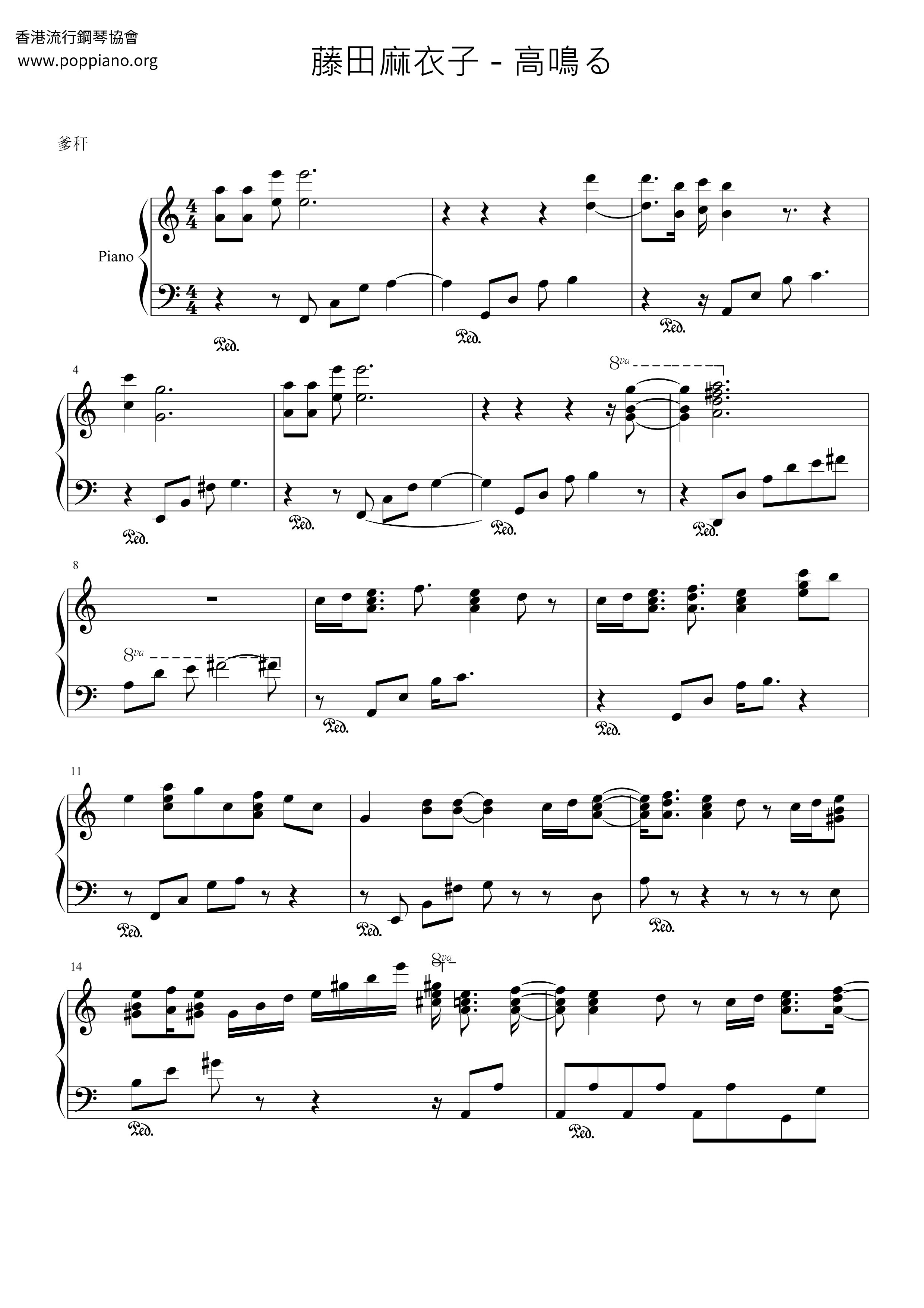 高鸣る Score