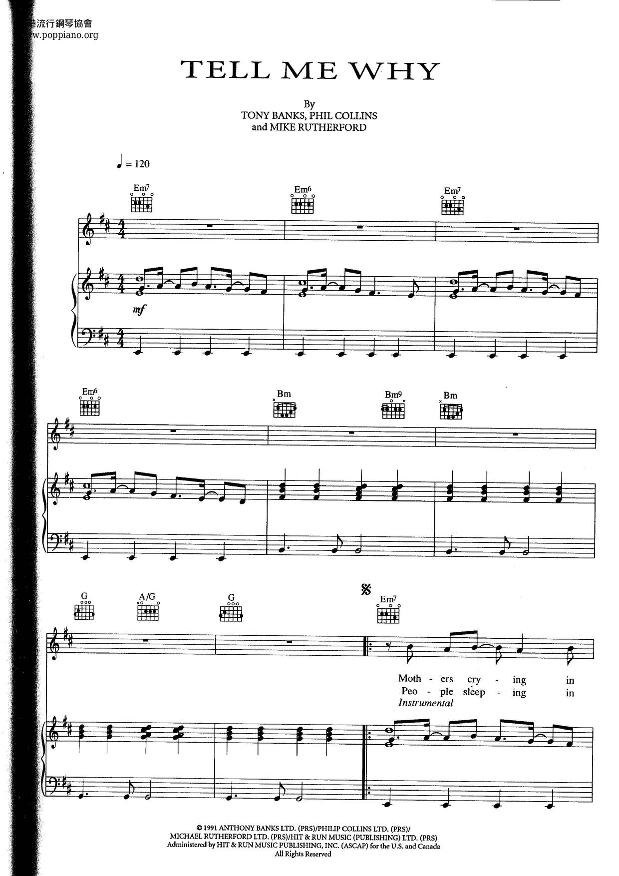 Genesis tell me why sheet music pdf free score download 