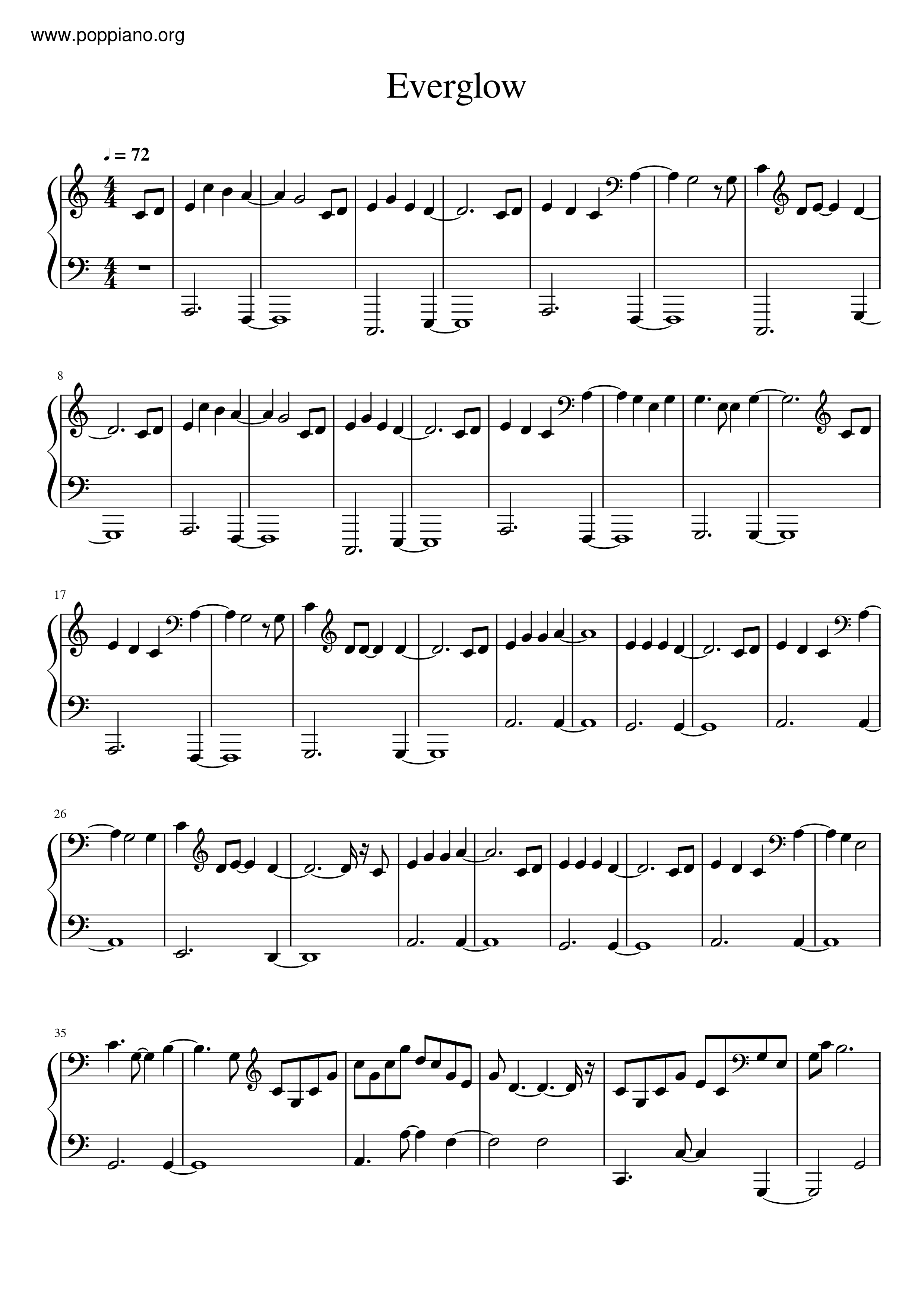 Coldplay Everglow Sheet Music Pdf Free Score Download ★ 