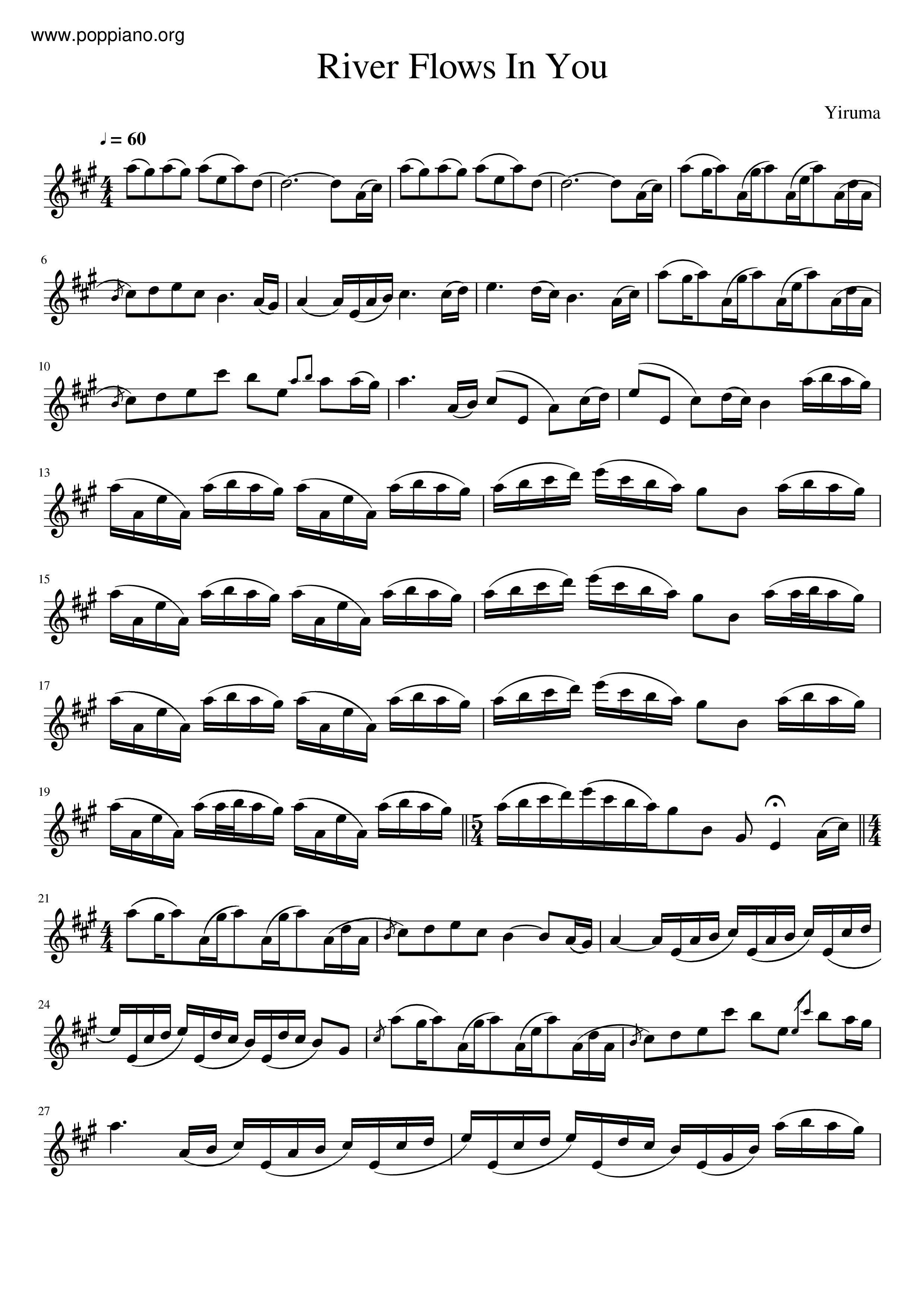 Yiruma River Flows In You Violin Score Pdf Free Score Download