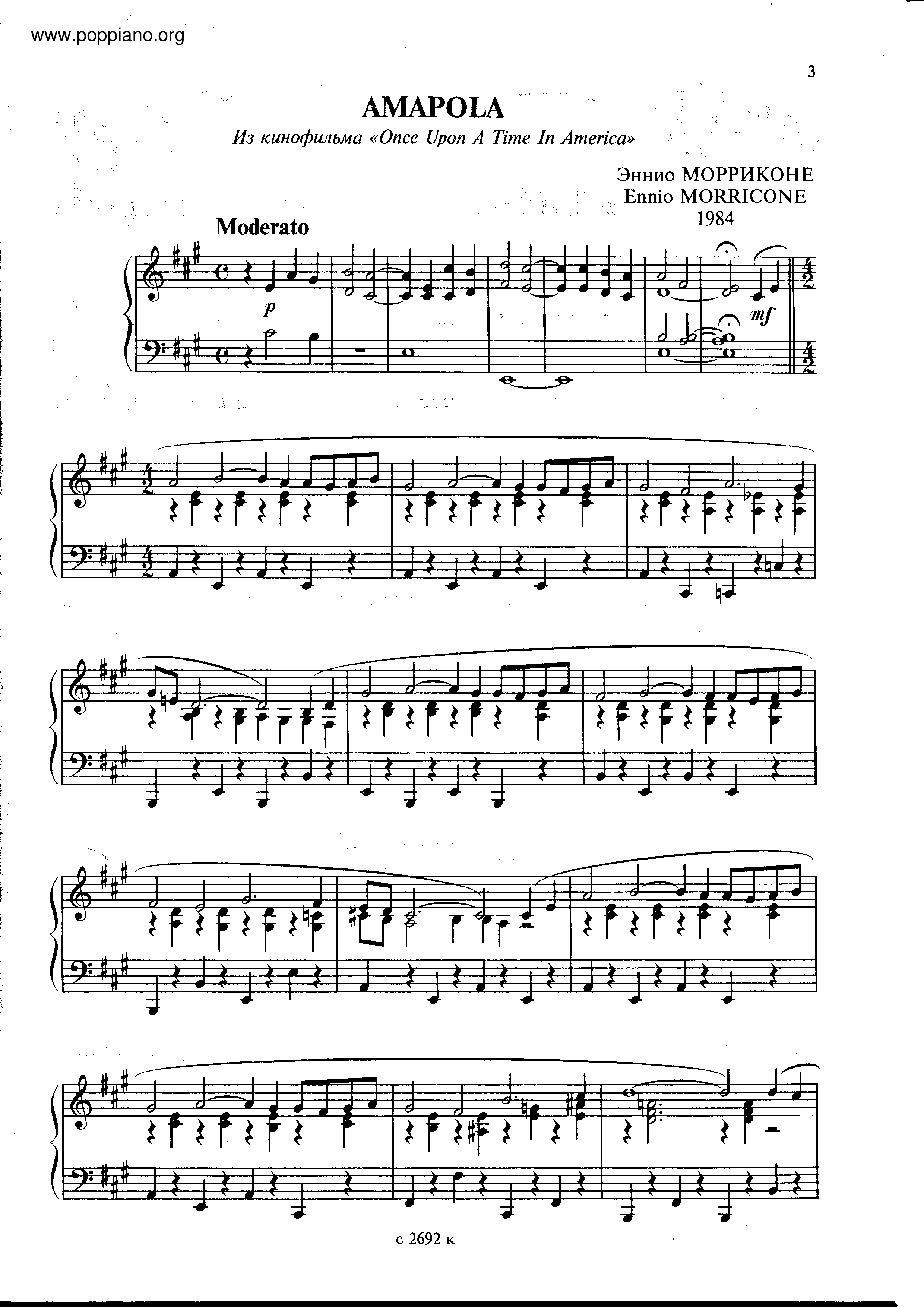 Ennio MorriconeOnce Upon A Time In America Amapola Sheet Music pdf