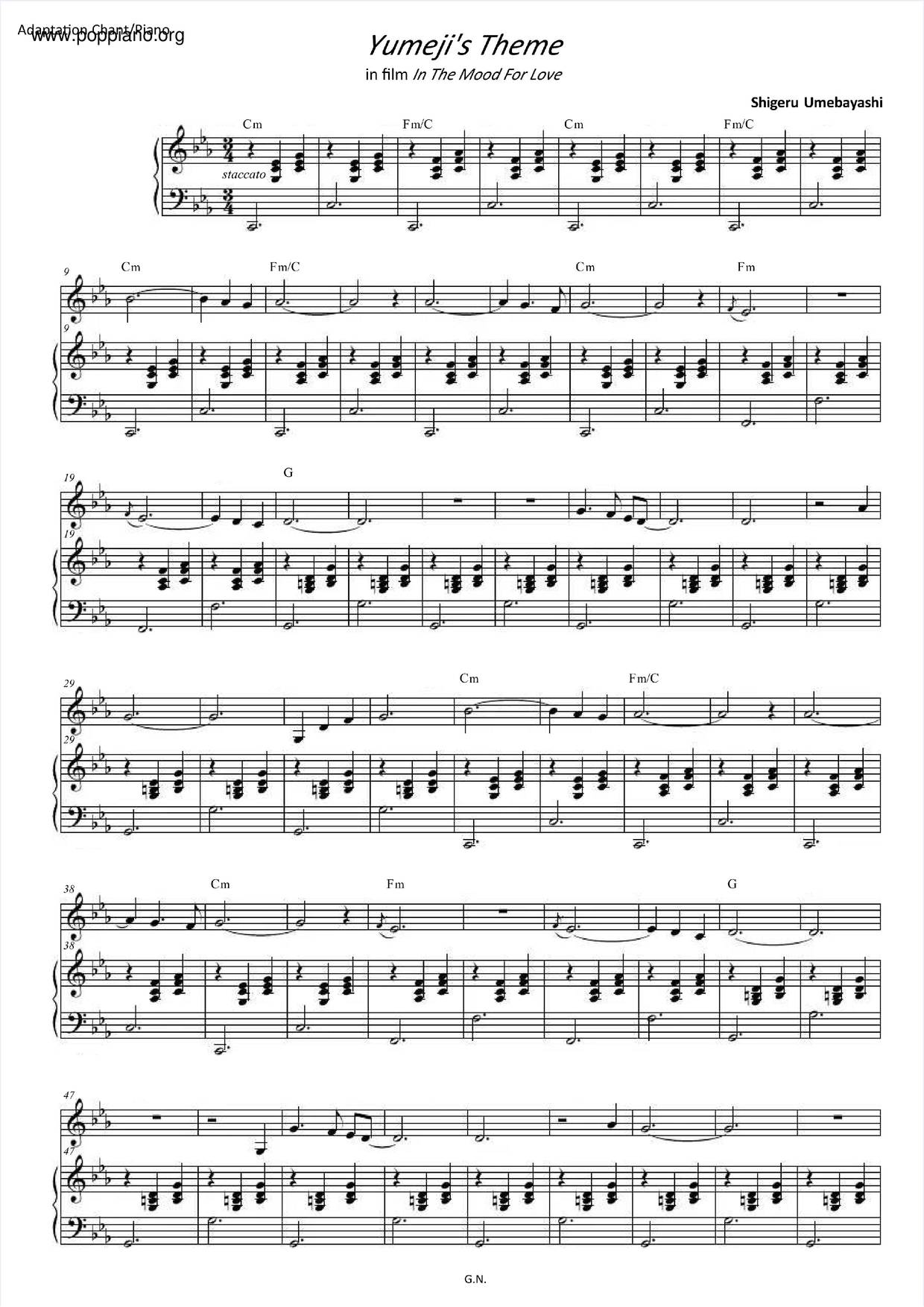 Shigeru Umebayashi In The Mood Of Love Yumeji S Theme Sheet Music Pdf 梅林茂 Free Score Download Shigeru Umebayashi In The Mood Of Love Yumeji S Theme Sheet Music Pdf 梅林茂 Free Score Download
