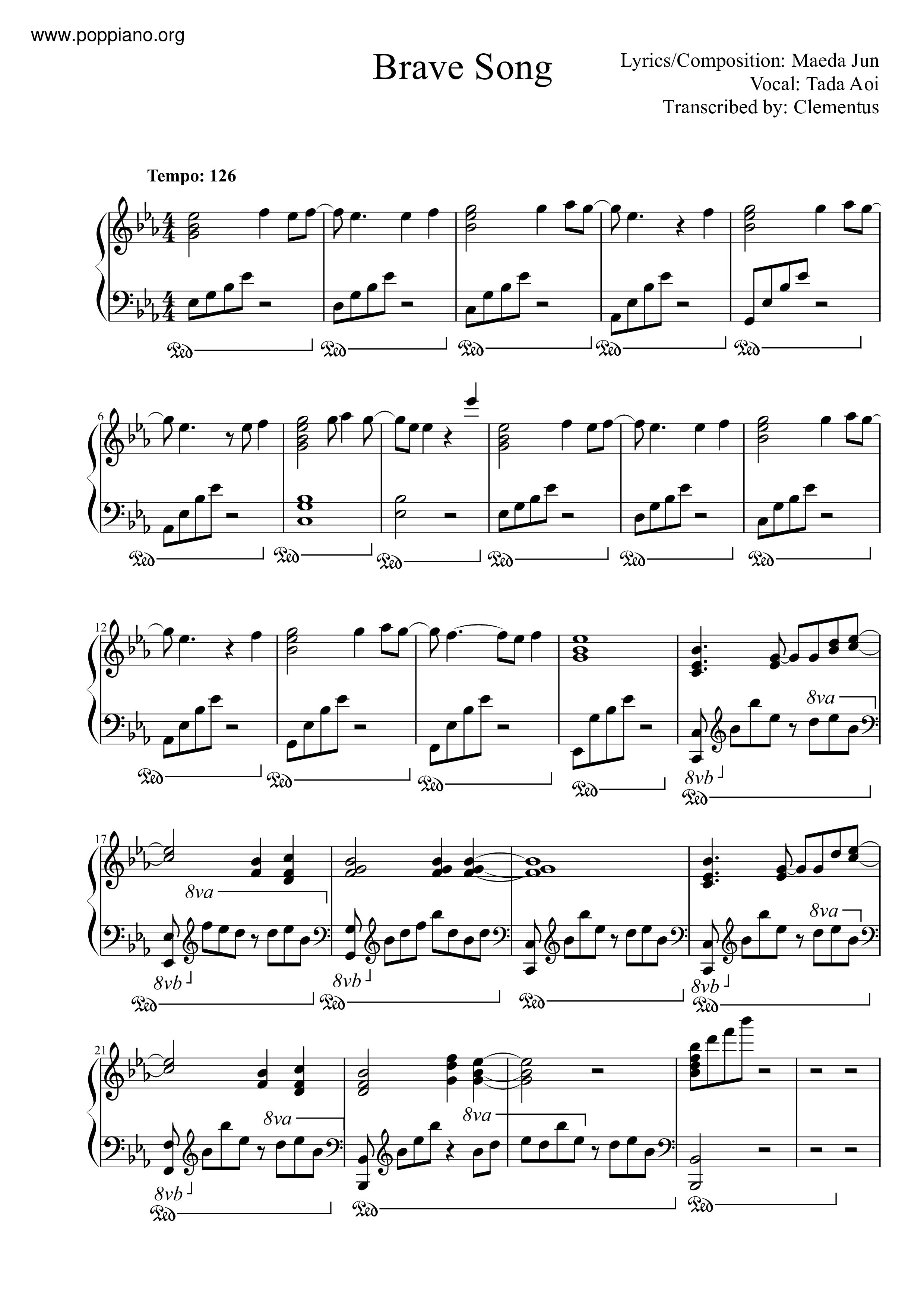 Brave SongAll Versions Sheet Music / Piano Score Free PDF Download