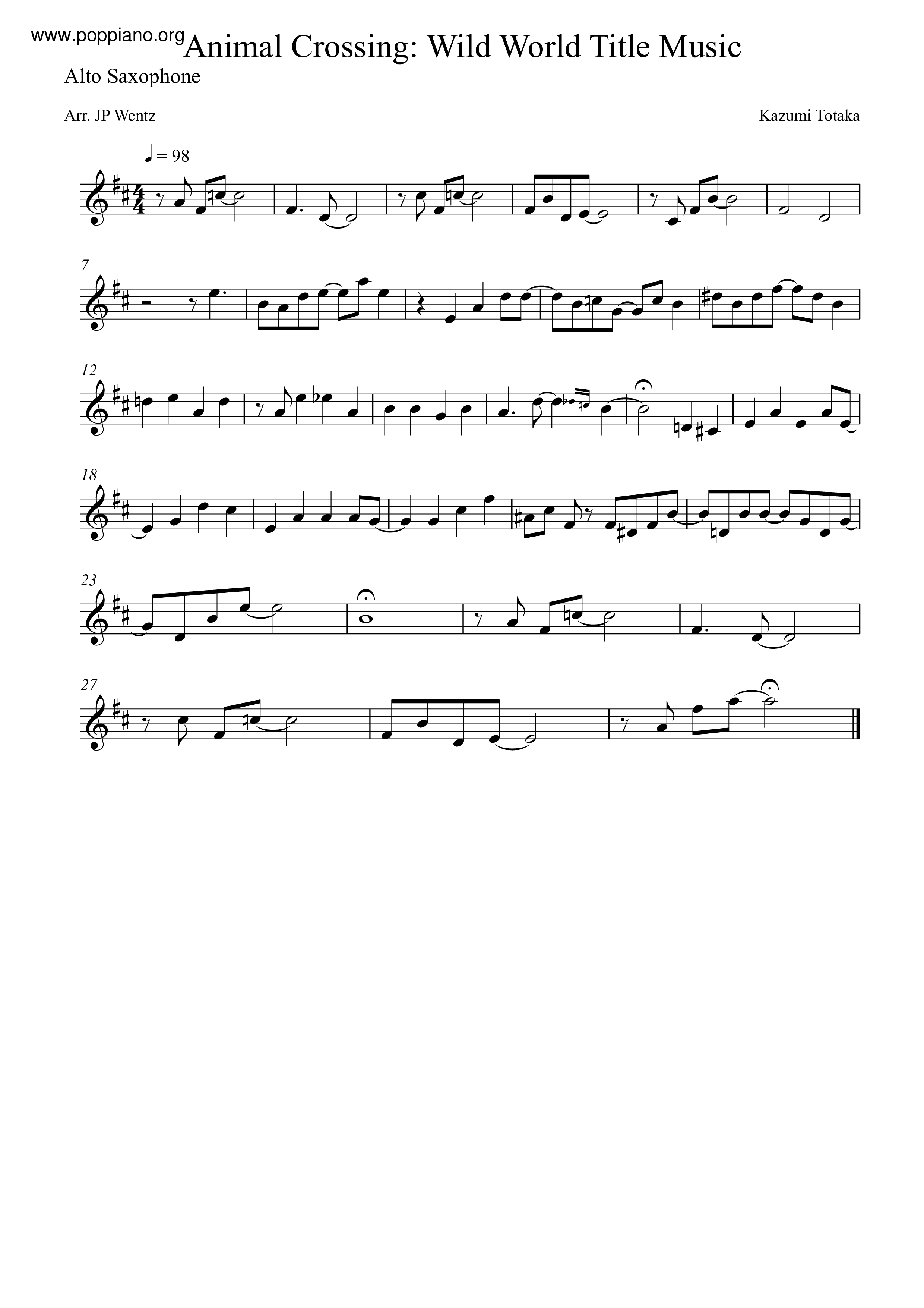 Animal Crossing Wild WorldWild World Title Sheet Music pdf, Free Score Download ★