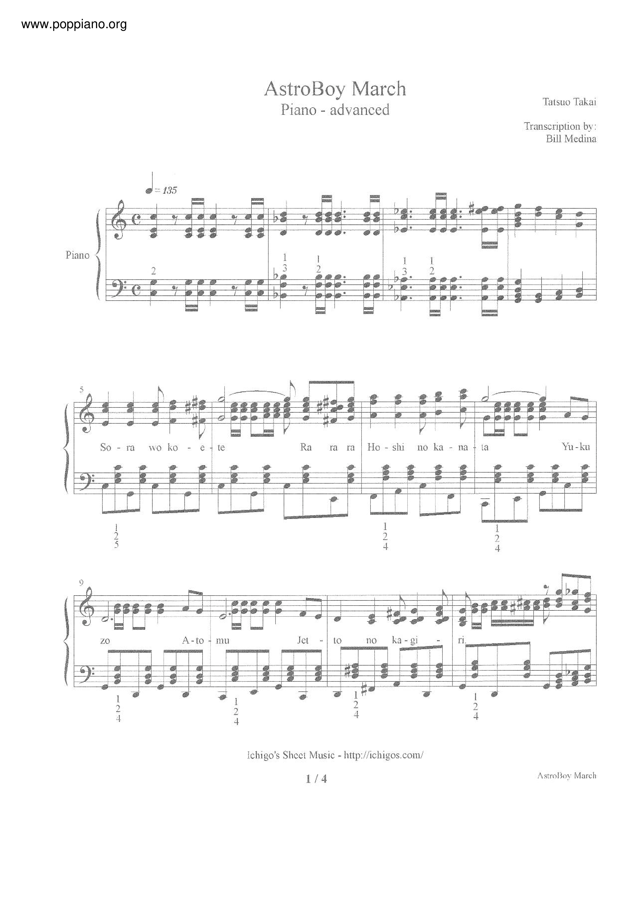 Astro Boy March琴譜